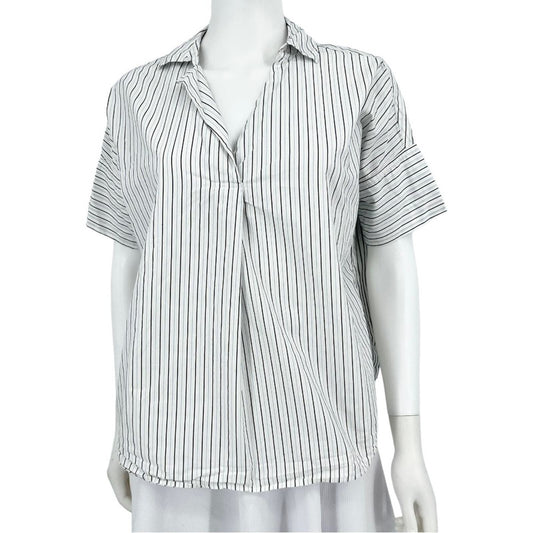 MADEWELL Top Women Size XS Blouse Courier Button Down Back Striped Black & White