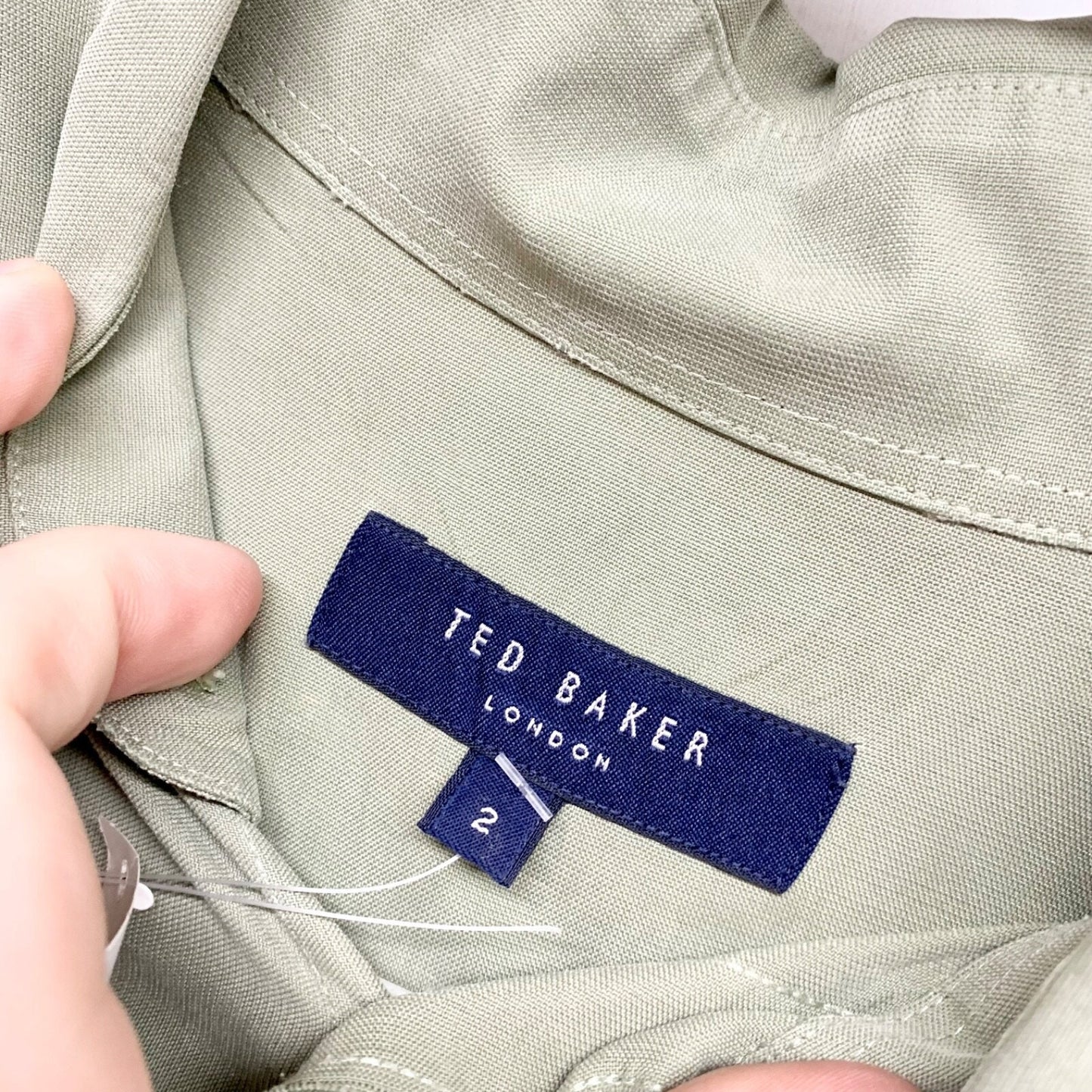 Ted Baker Shirt Mens Size 2 Long Sleeve Collared Button Down Sage Green Preppy