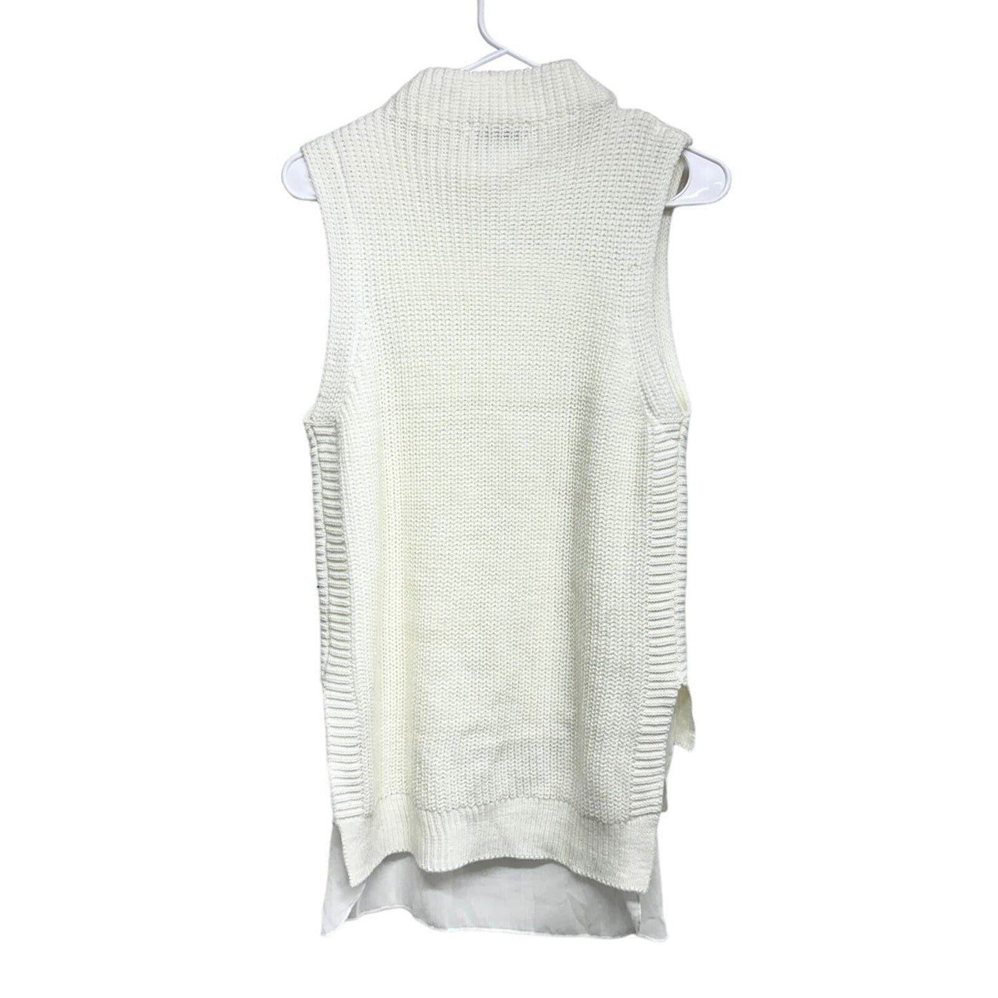 Bishop + Young Knit Woven Vest Trim Chunky Mock Sweater Size Medium