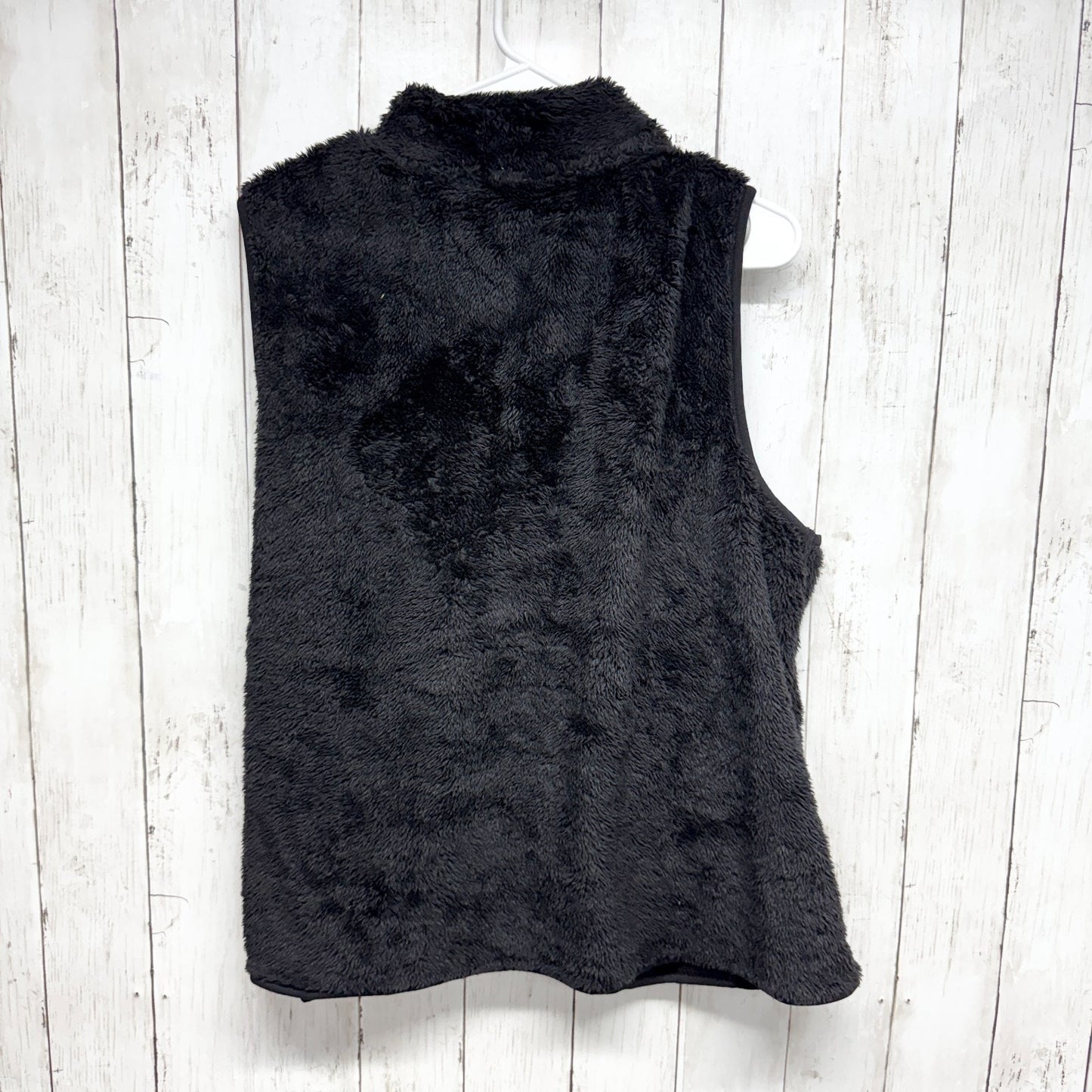 Croft & Barrow Vest Women Size XXL Black Faux Fur Collared Sleeveless Full Zip