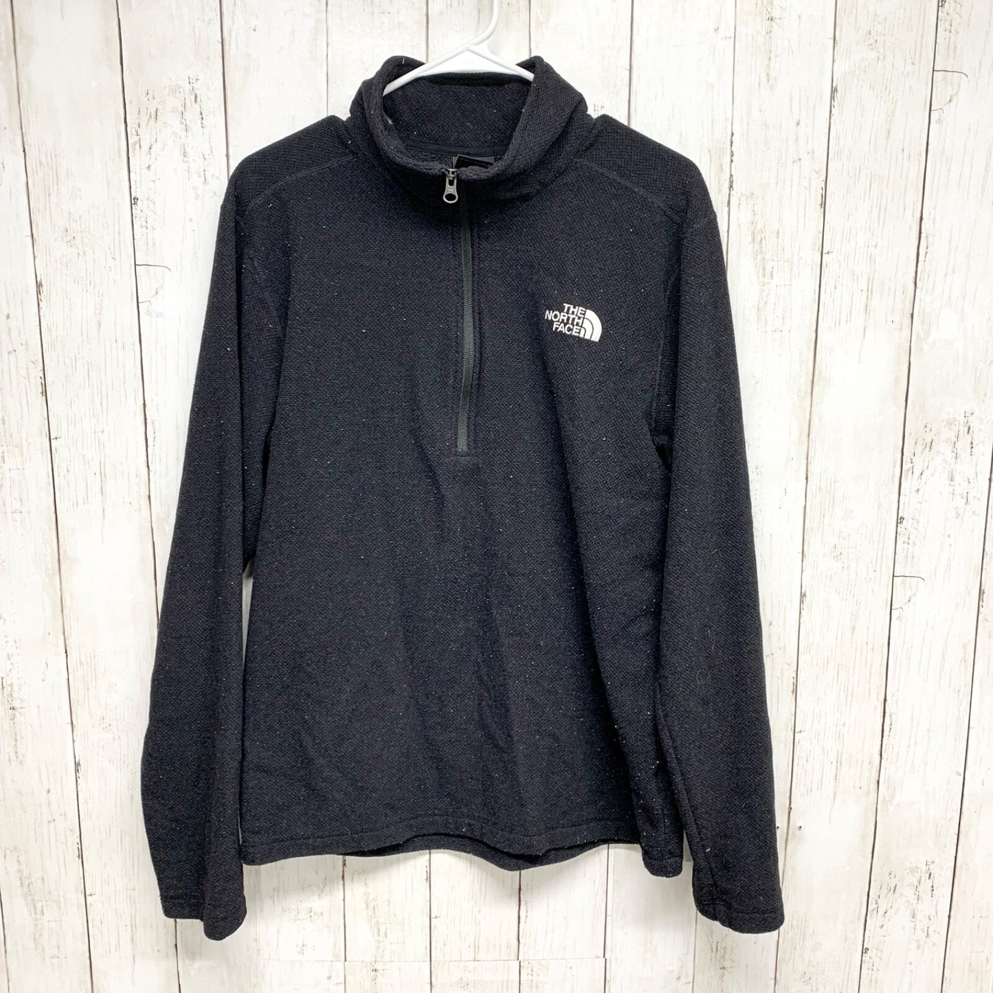 The North Face Sweater Men Size Medium Long Sleeve Collared Quarter Zip Black