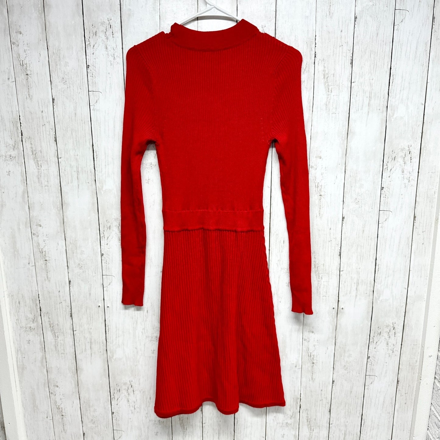 The Limited Dress Women Sz XS Long Sleeve Red Knee Length Rib Tight Knit Sweater