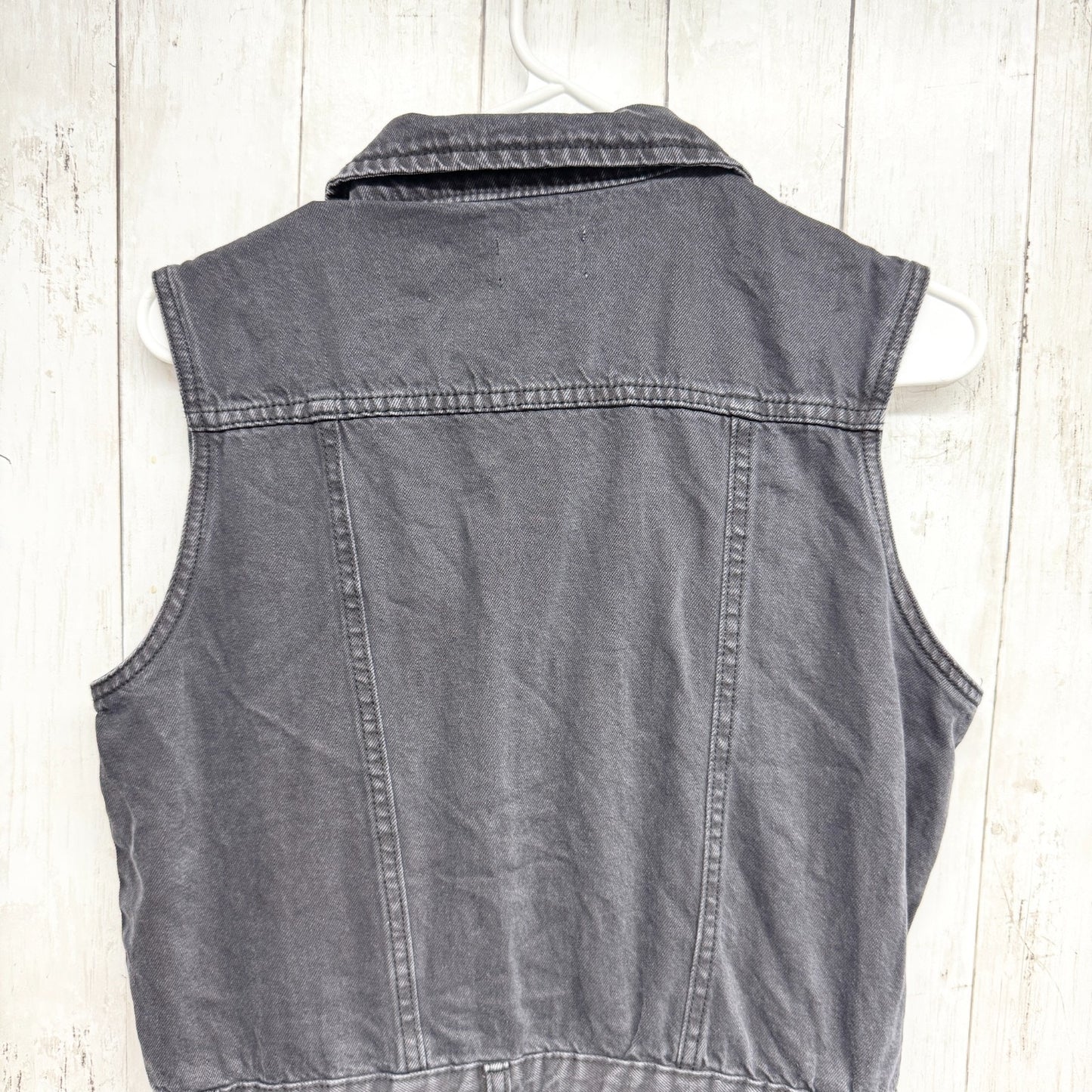 91 Cotton On Jumpsuit Women Size 6 Black Washed Denim Collared Sleeveless Button
