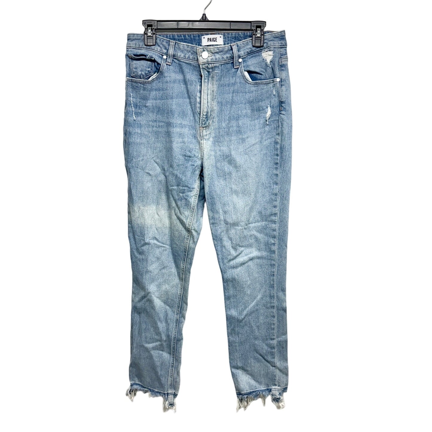 PAIGE Sarah Women Light Washed Slim w/ Raw Details Laken Distressed Jeans 31