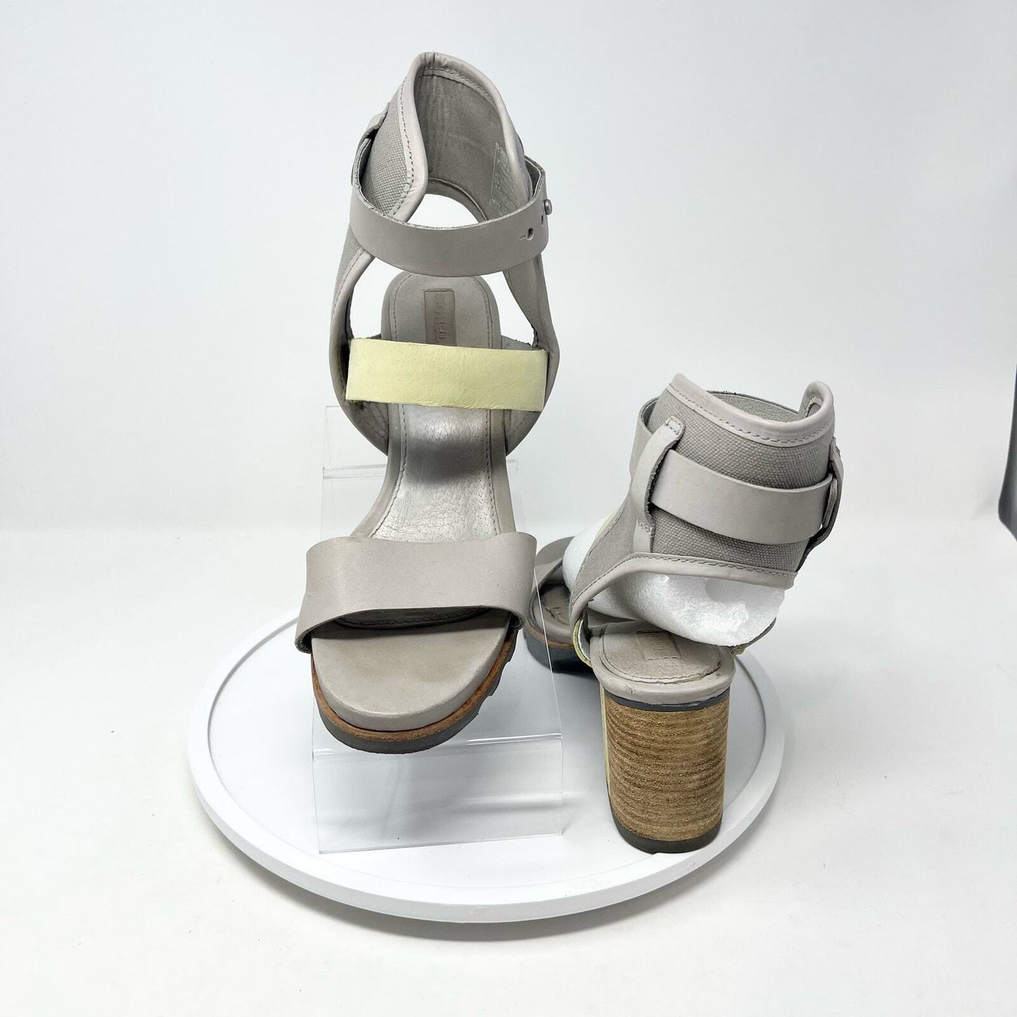 SOREL Sandals Women Size 9.5 Addington Cuff Block Heel Dove Grey Ankle Strap
