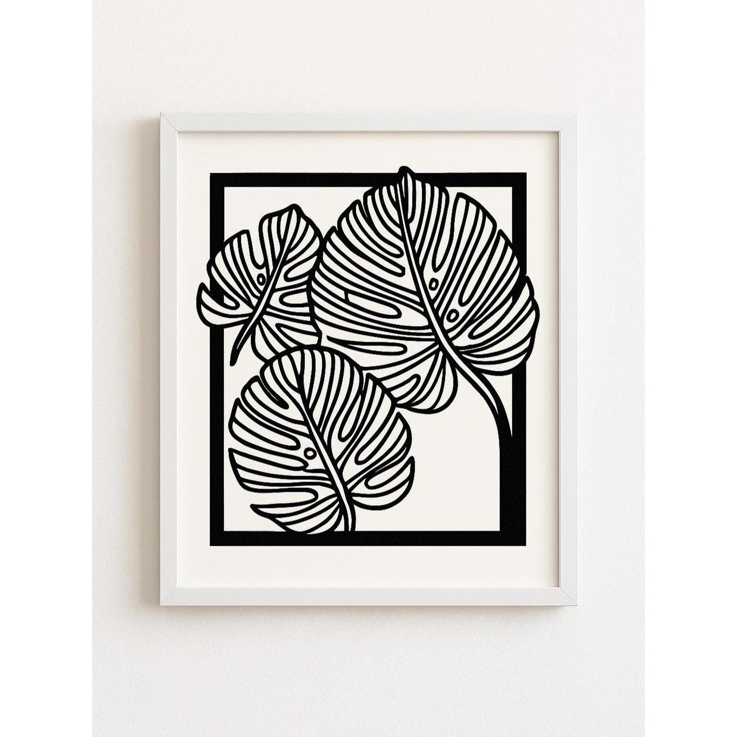 Modern 3D Printed Leaf Line Art – Minimalist 8x10 Wall Decor for Living Room or Office