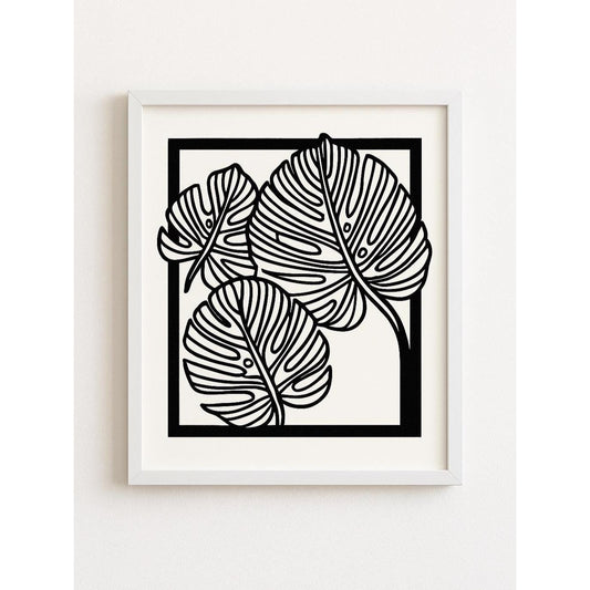 Modern 3D Printed Leaf Line Art – Minimalist 8x10 Wall Decor for Living Room or Office