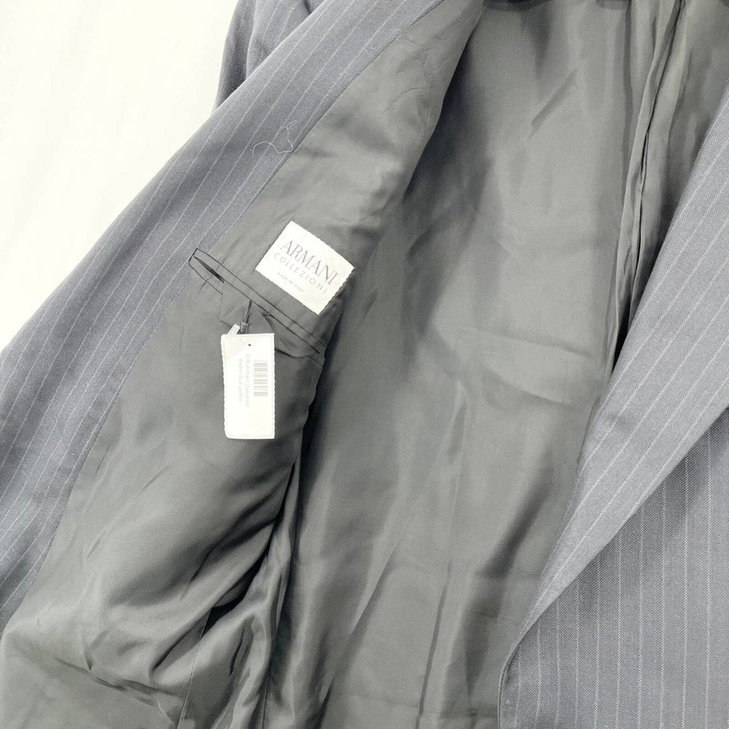 Armani Collezioni Coat Suit Jacket Charcoal Pinstriped Blazer Size 42R