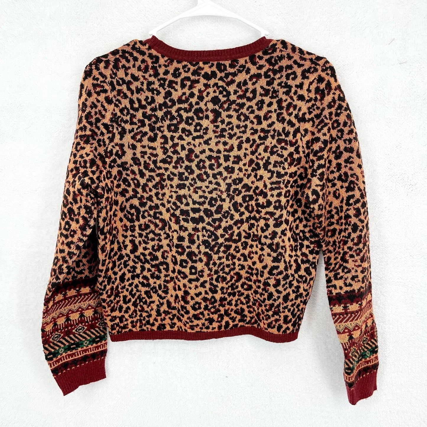 ZARA Sweater Women Size Medium Knit Bronze Animal Printed Crewneck Metallic