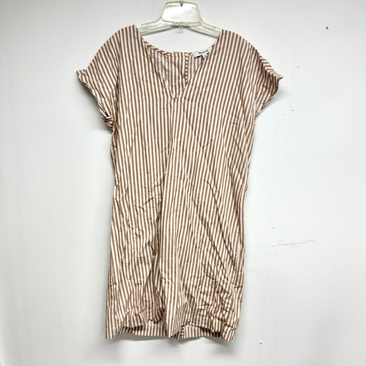 MADEWELL Women Button-Back Easy Short Sleeve Shirt Dress in Stripe Size XXS