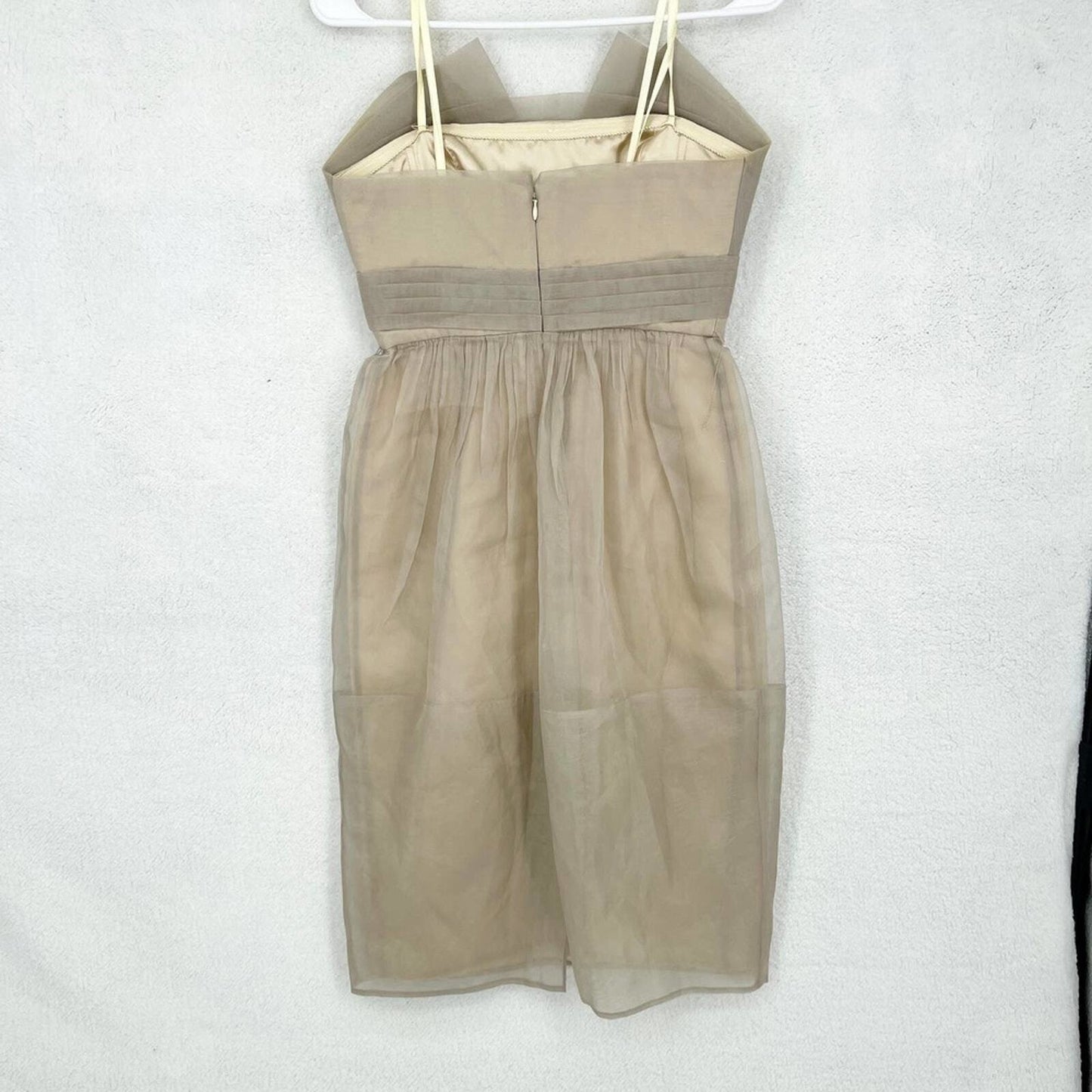 BCBGMaxAzria Dress Women Size 2 Runaway Silk Strapless Mini Organza Cream Event