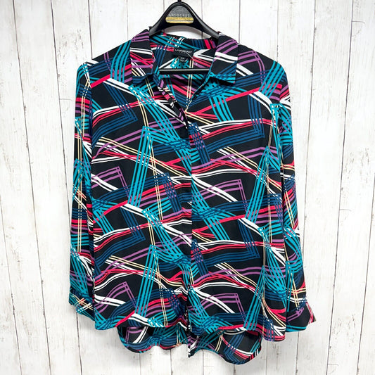 Lane Bryant Womens Size 18/20 Multicolored Long Sleeve Button Down Flowy Shirt