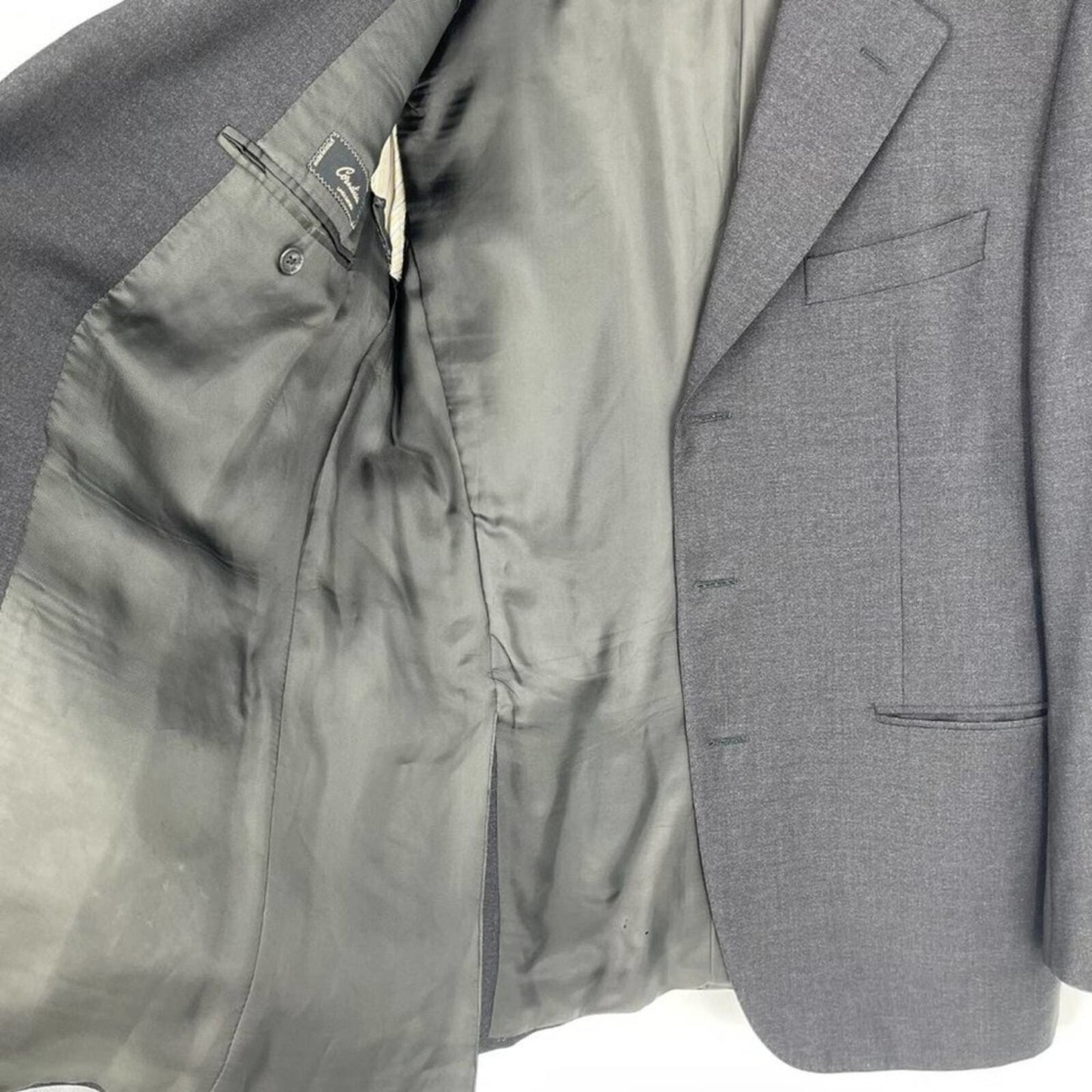 Corneliani Extra Fine Virgin Wool Charcoal Grey Triple Button Suit Jacket