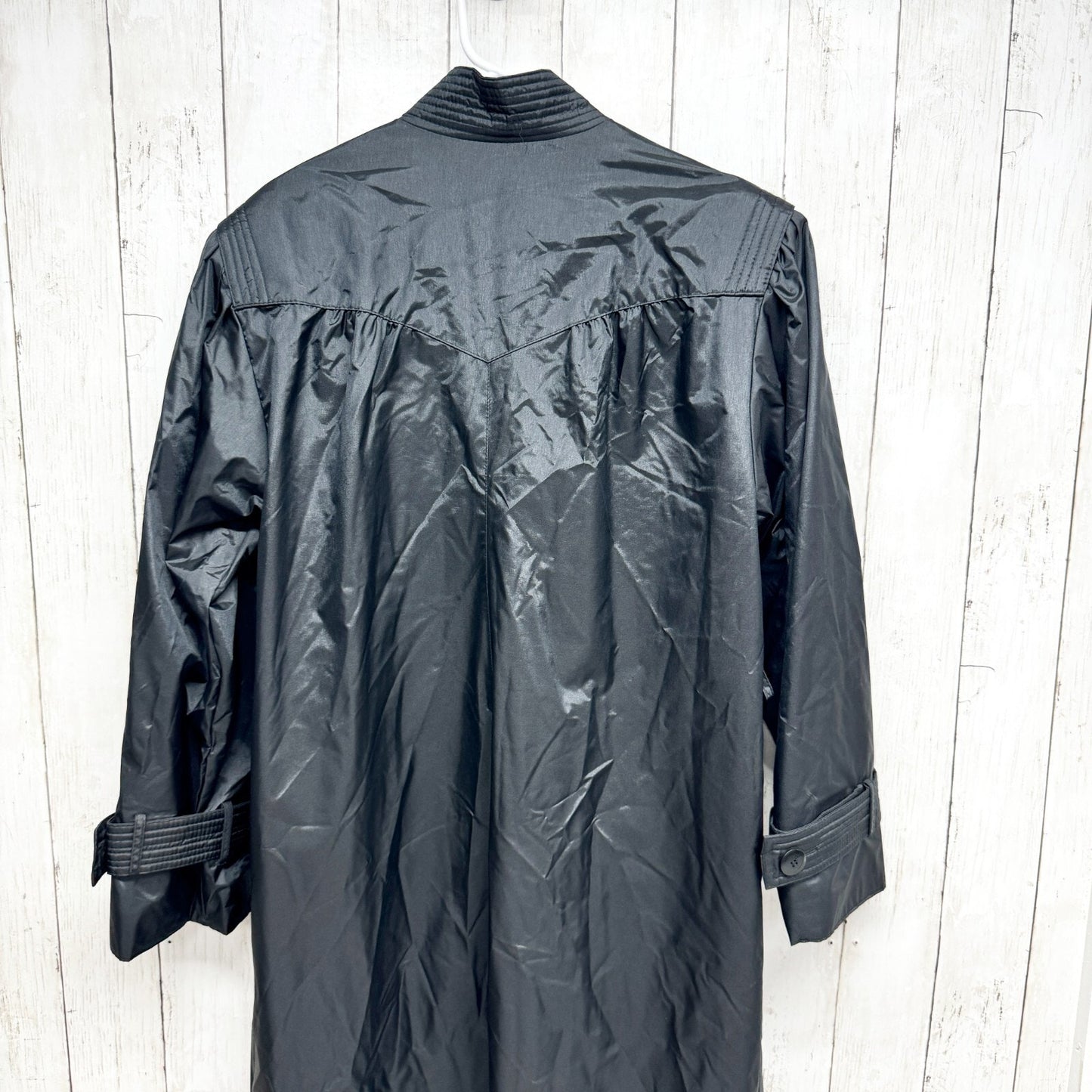 Vintage Windsor Bay Coat Women Size 6 Trench Sleek Black Button Pockets Utility