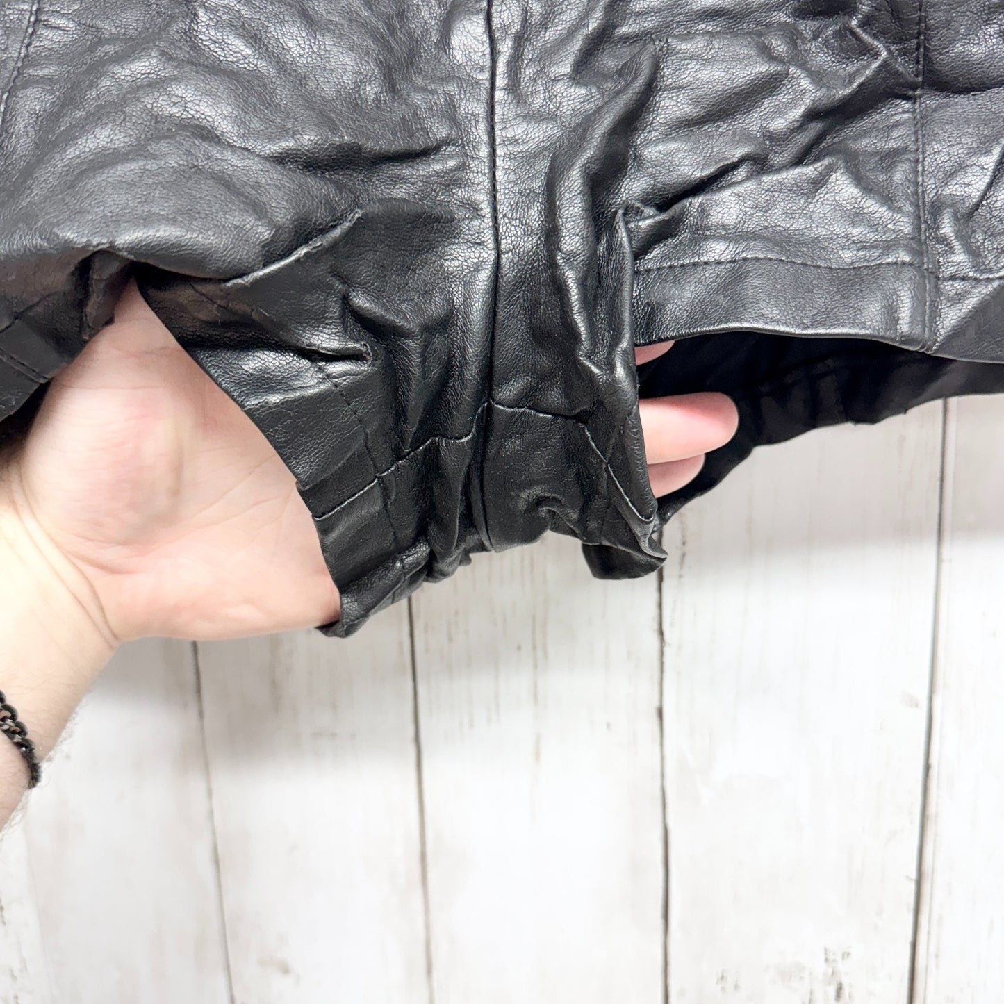 Sparkle & Fade Shorts Women 4 Black Leather Zip Back Outseam Detail Chic Goth