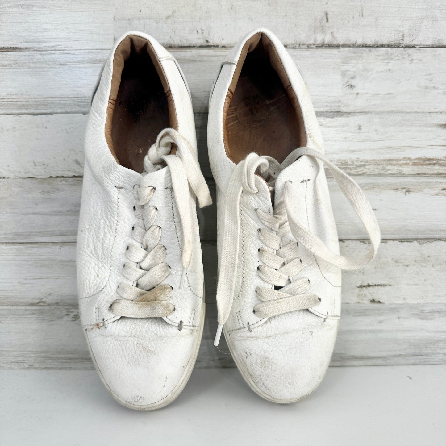 Frye Shoes Womens Leather Sneakers White Casual Low Top Lace Up Gates Size 8