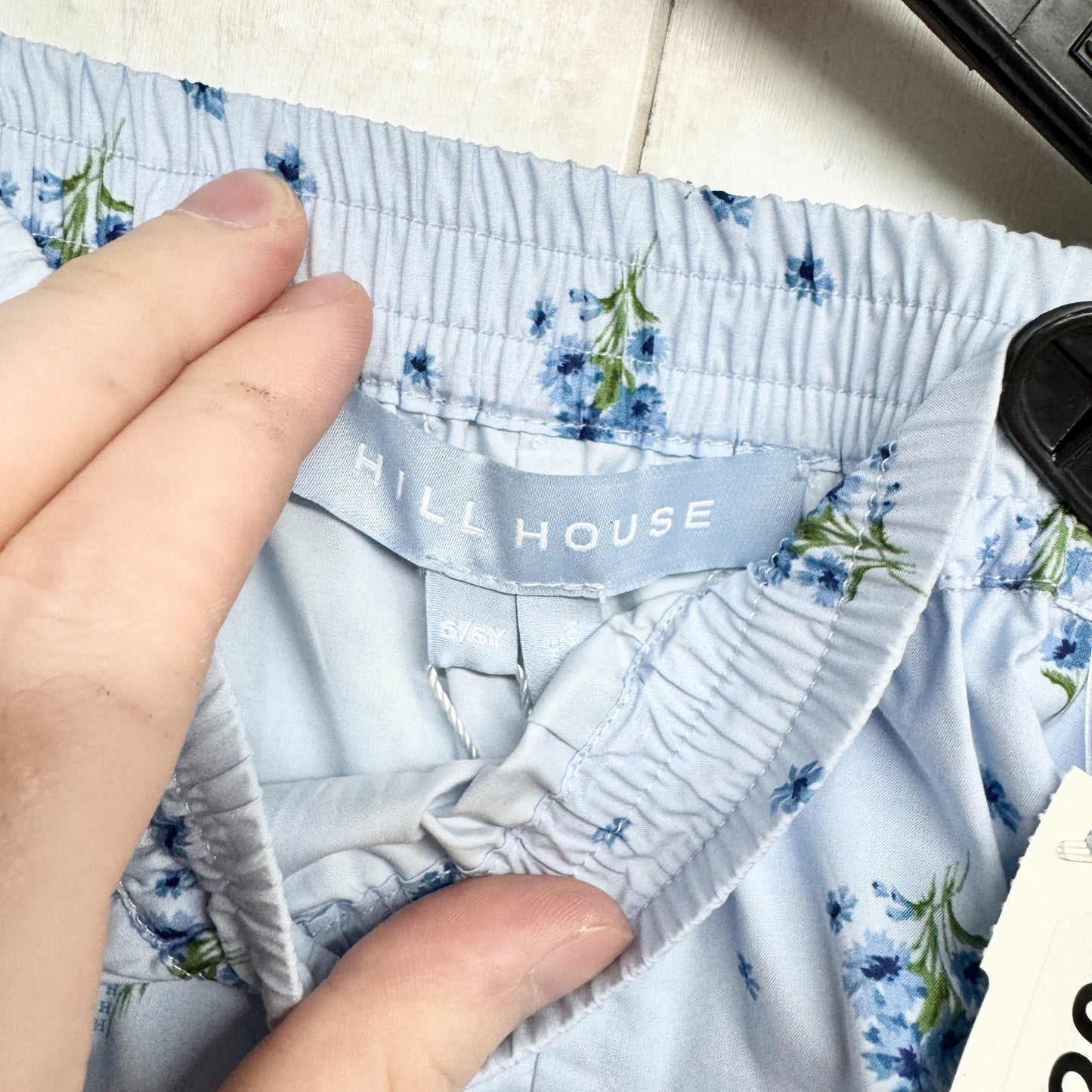 Hill House Shorts Kids Size 5/6Y Blue Ditsy Floral Pocket Elastic Waist NWT