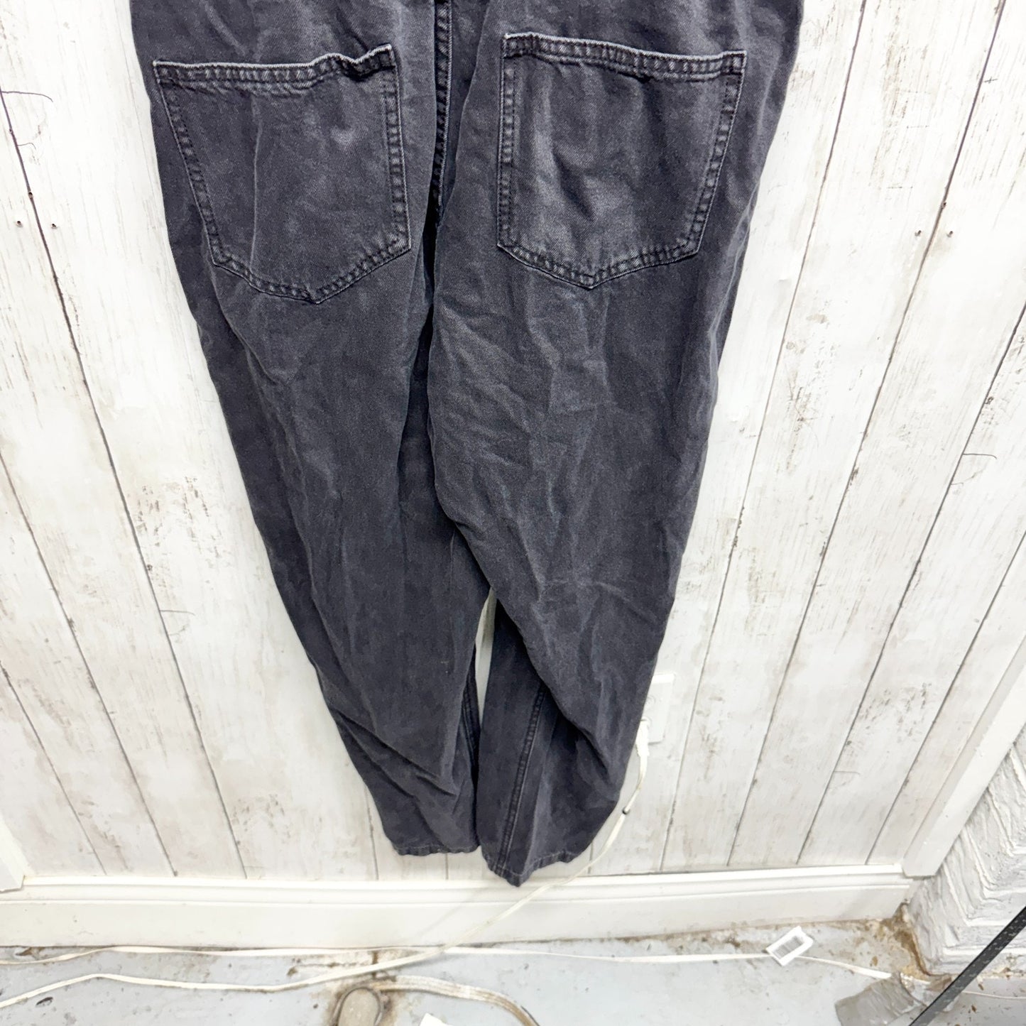 91 Cotton On Jumpsuit Women Size 6 Black Washed Denim Collared Sleeveless Button