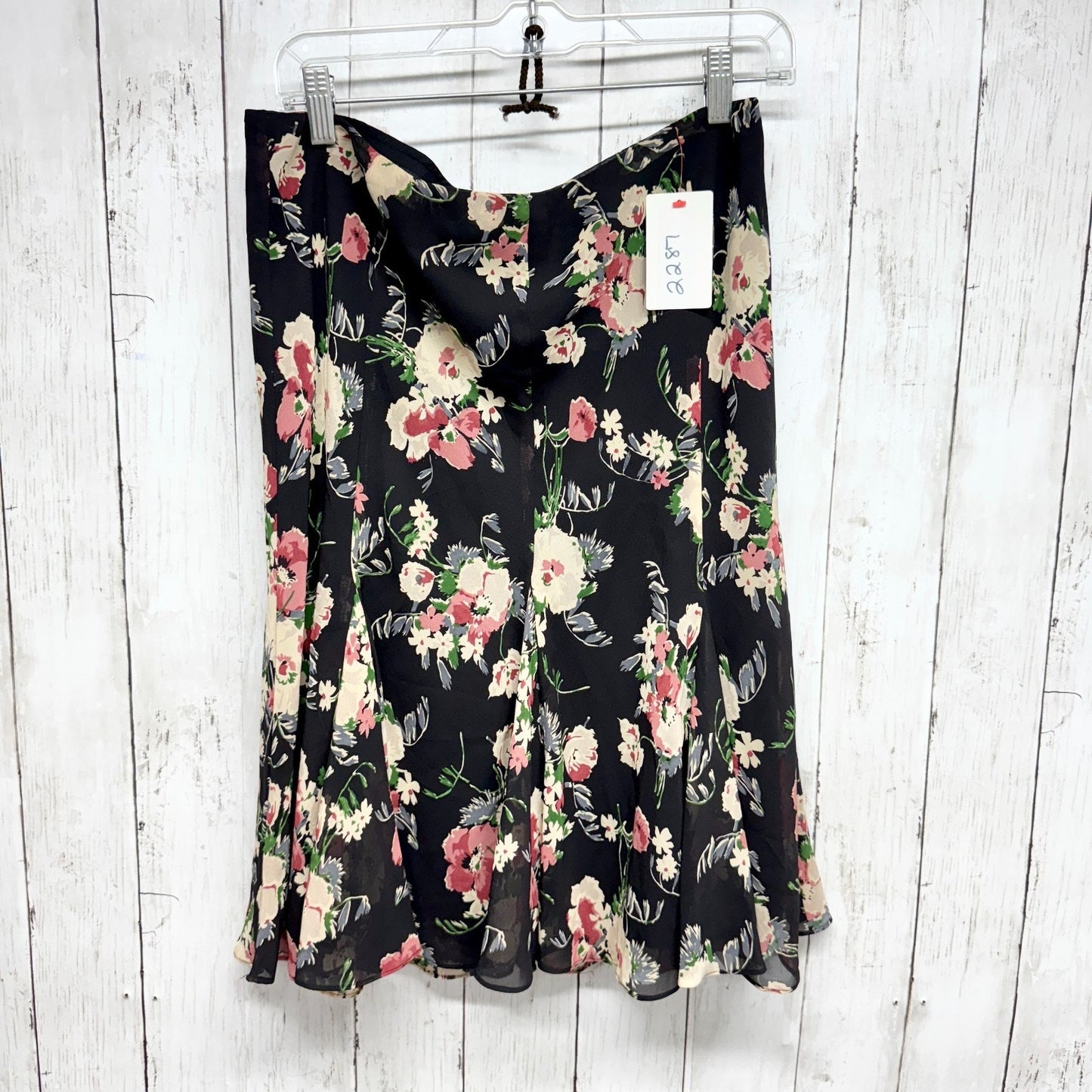 Chaps Skirt Women Size Medium Black Multicolor Floral Tube Top Business Casual