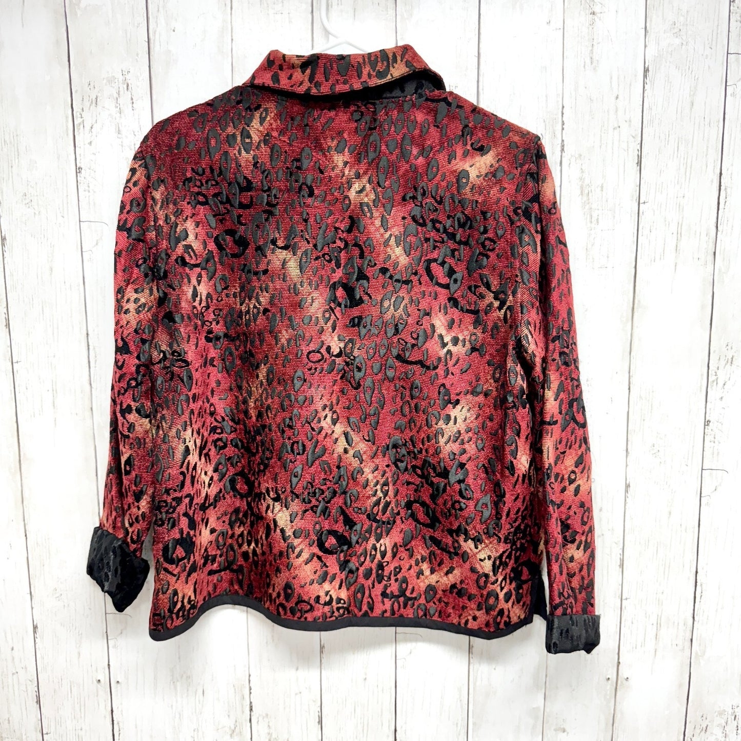 Christopher & Banks Women's Size L Animal Red/Black Button Front Blazer/Jacket