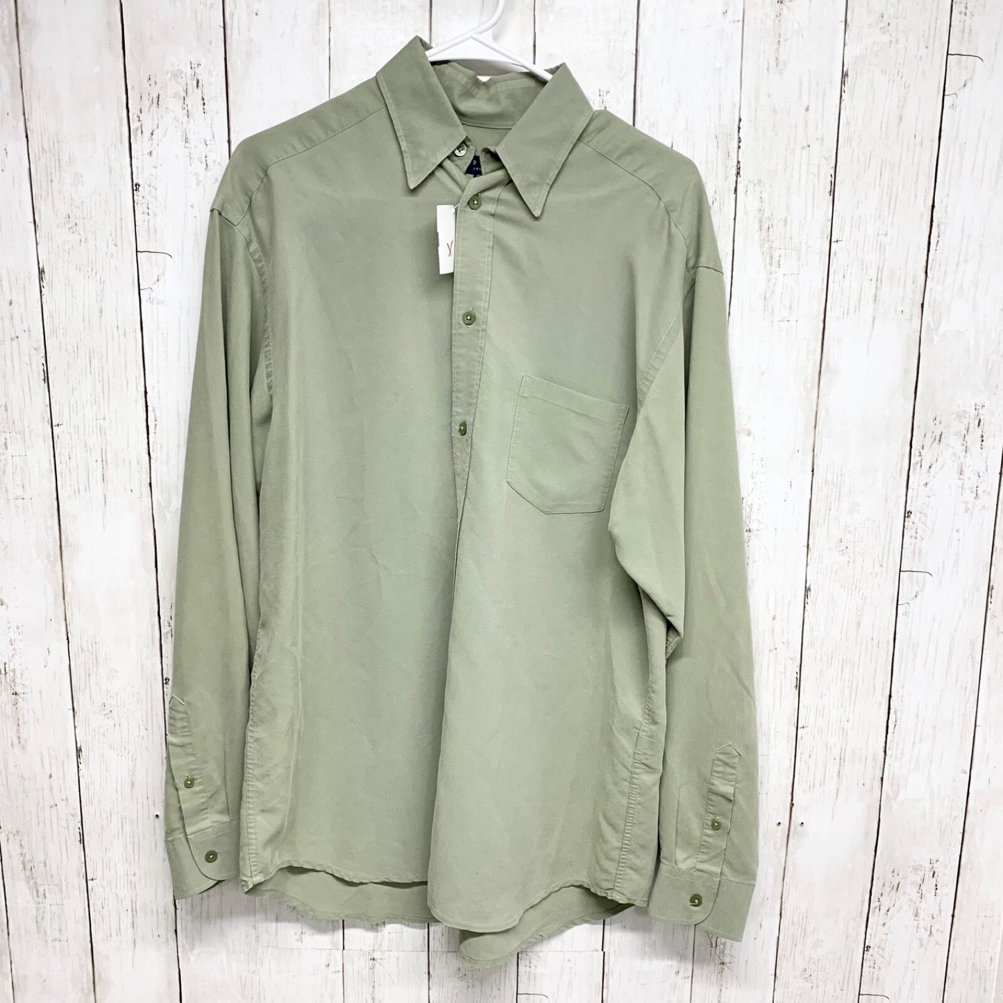 Ted Baker Shirt Mens Size 2 Long Sleeve Collared Button Down Sage Green Preppy