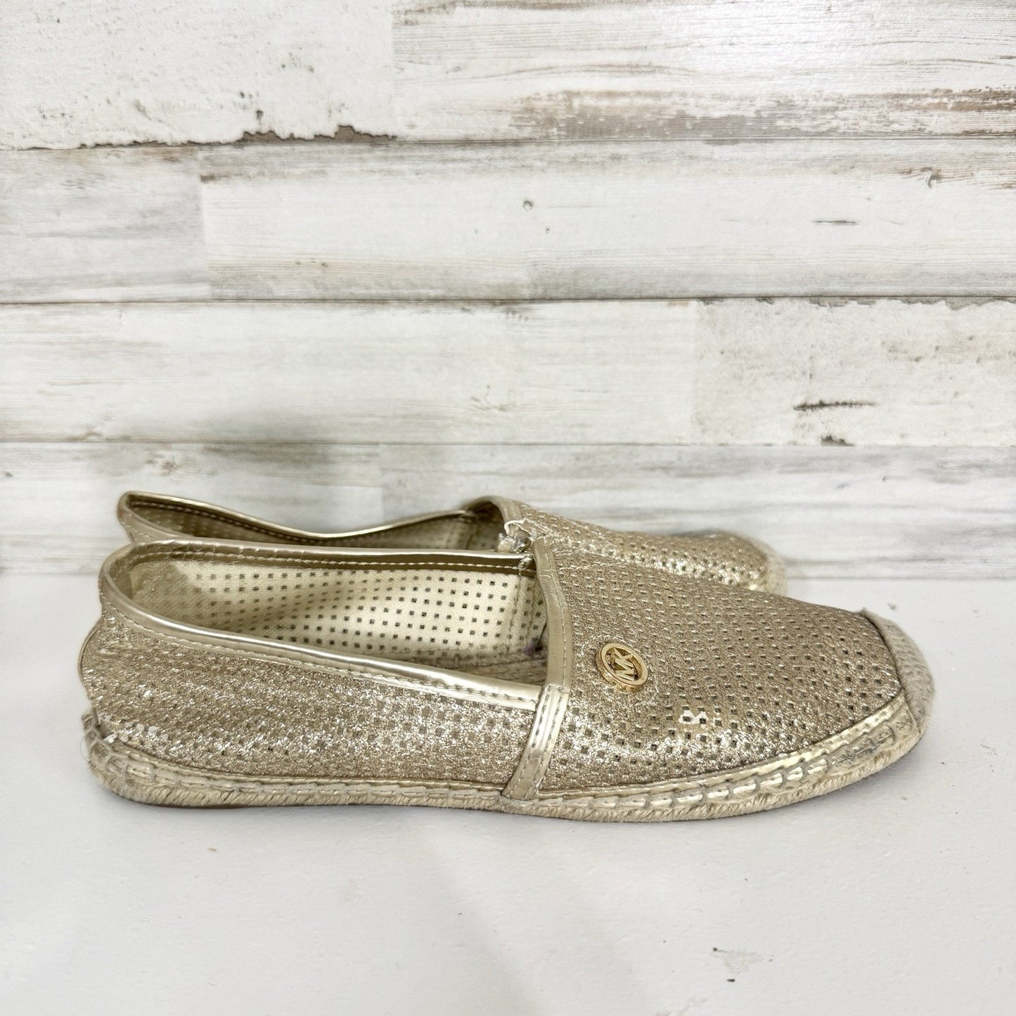 Michael Kors Shoes Women Size 5M Gold Metallic Gold Embellished Espadrilles Flat