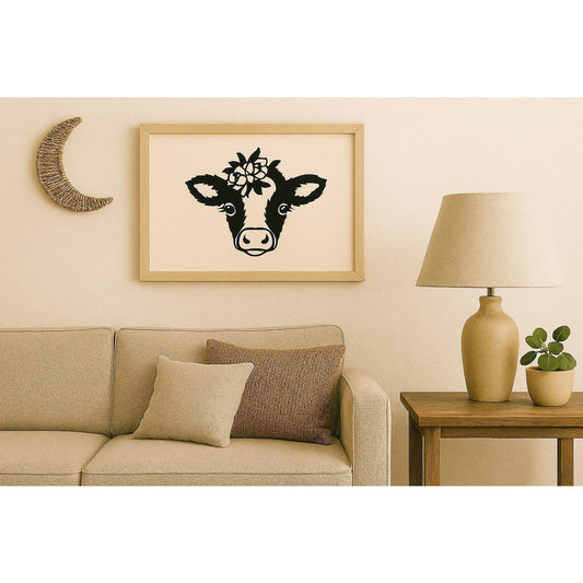 Minimalist Abstract Wall Art | Black Line Cow Modern Farm Life Artwork