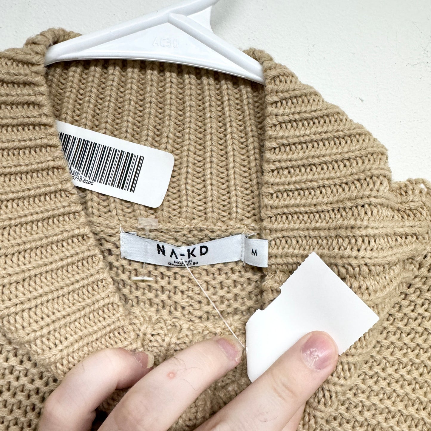 NA-KD Women Turtleneck Long Sleeve Waffle Knit Sweater Size Medium