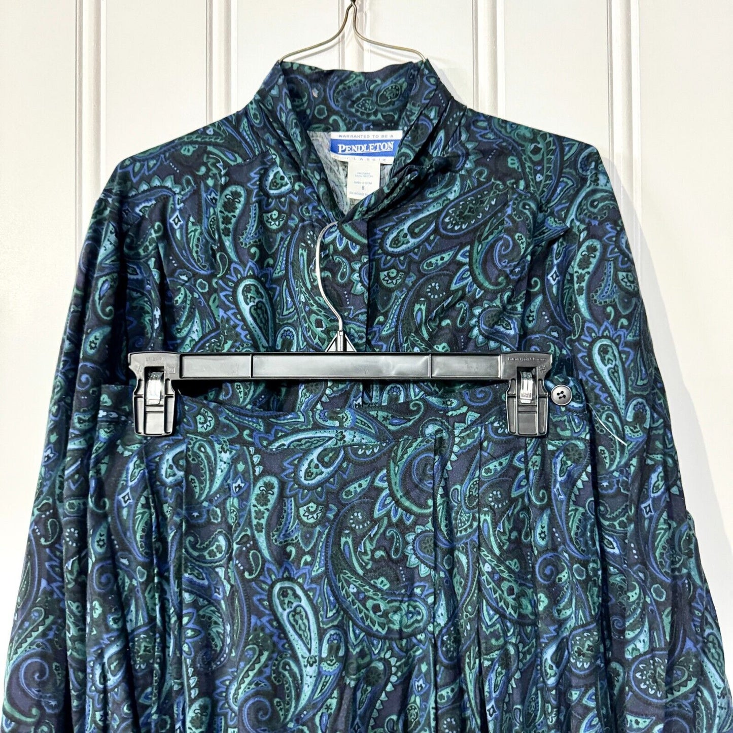 Vintage Pendleton Plaid Rayon Skirt + Button Shirt Suit Set Size 8