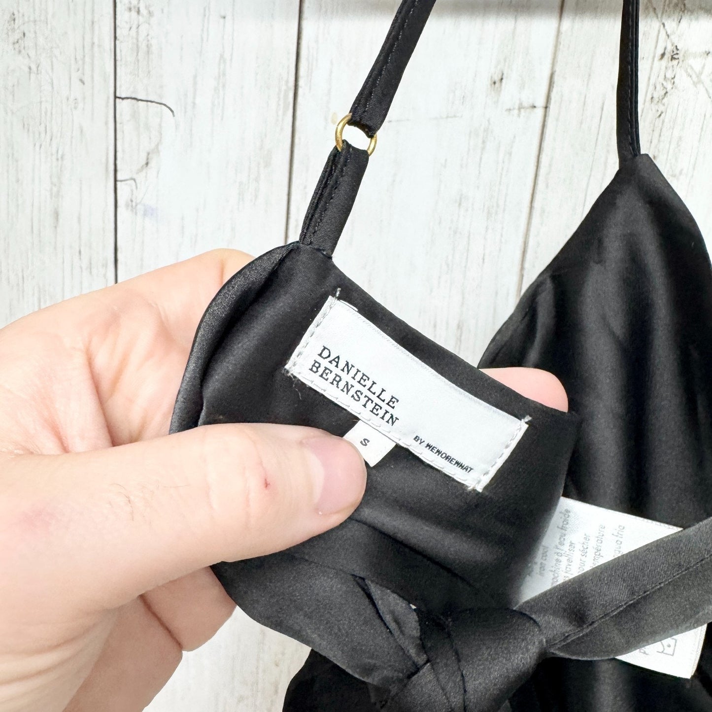 Danielle Bernstein Blouse Women Size Small Black Satin Tie Sleeveless Crop Tank