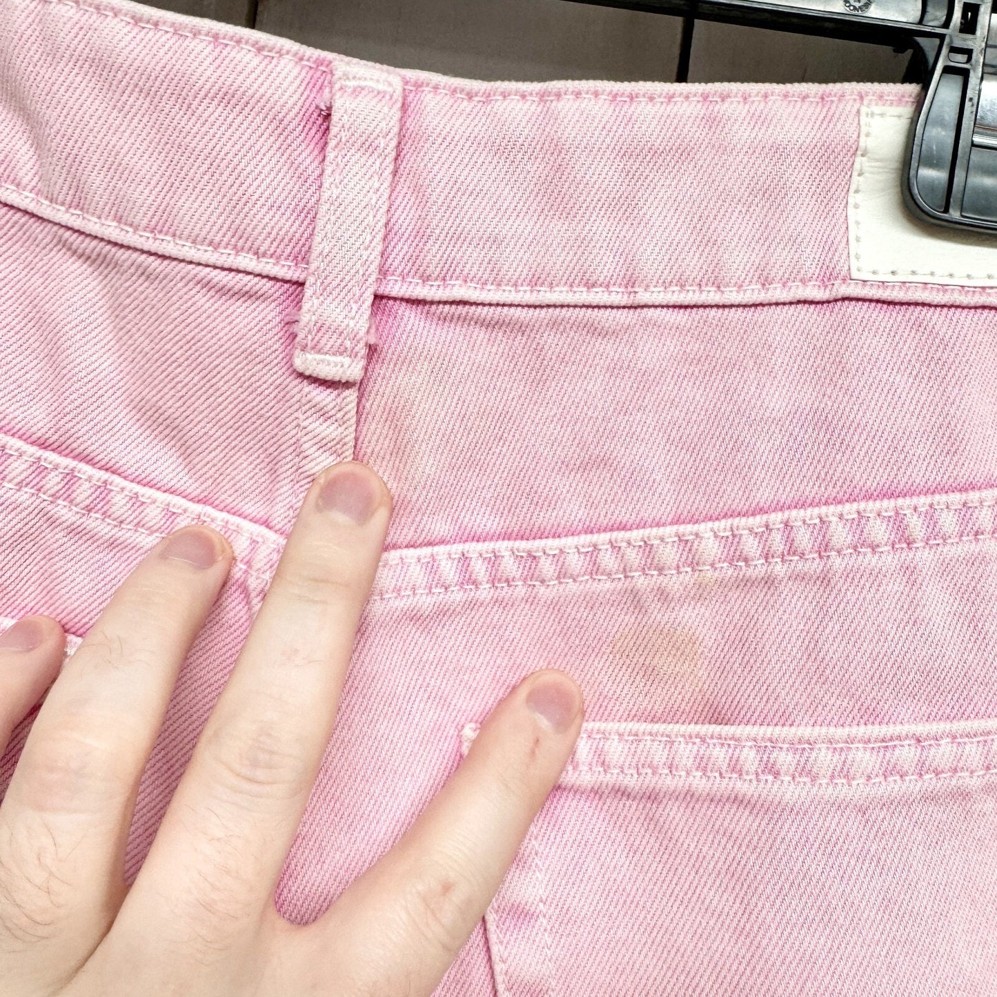 Denim Shorts Women Size 6 Pink High Rise Midi Cuffed Hem Zip Fly 5-Pocket Summer