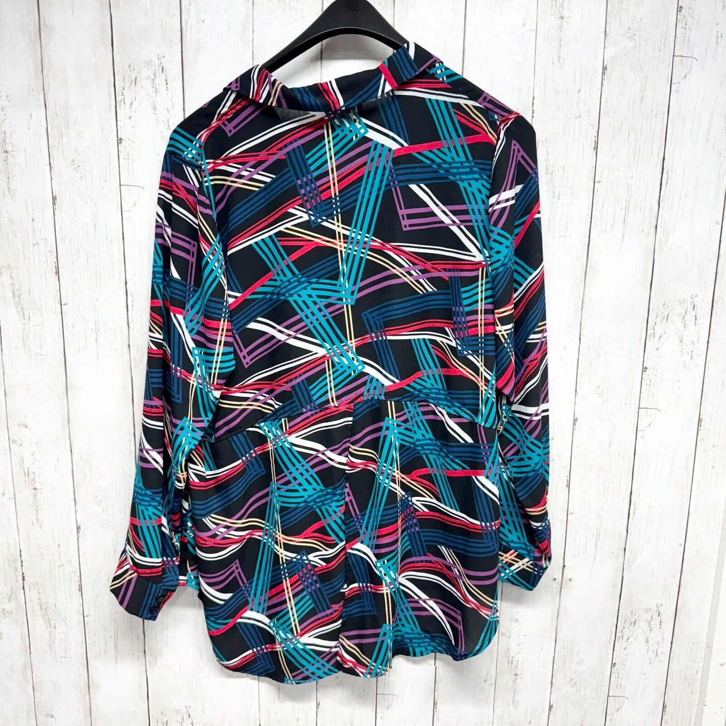 Lane Bryant Womens Size 18/20 Multicolored Long Sleeve Button Down Flowy Shirt