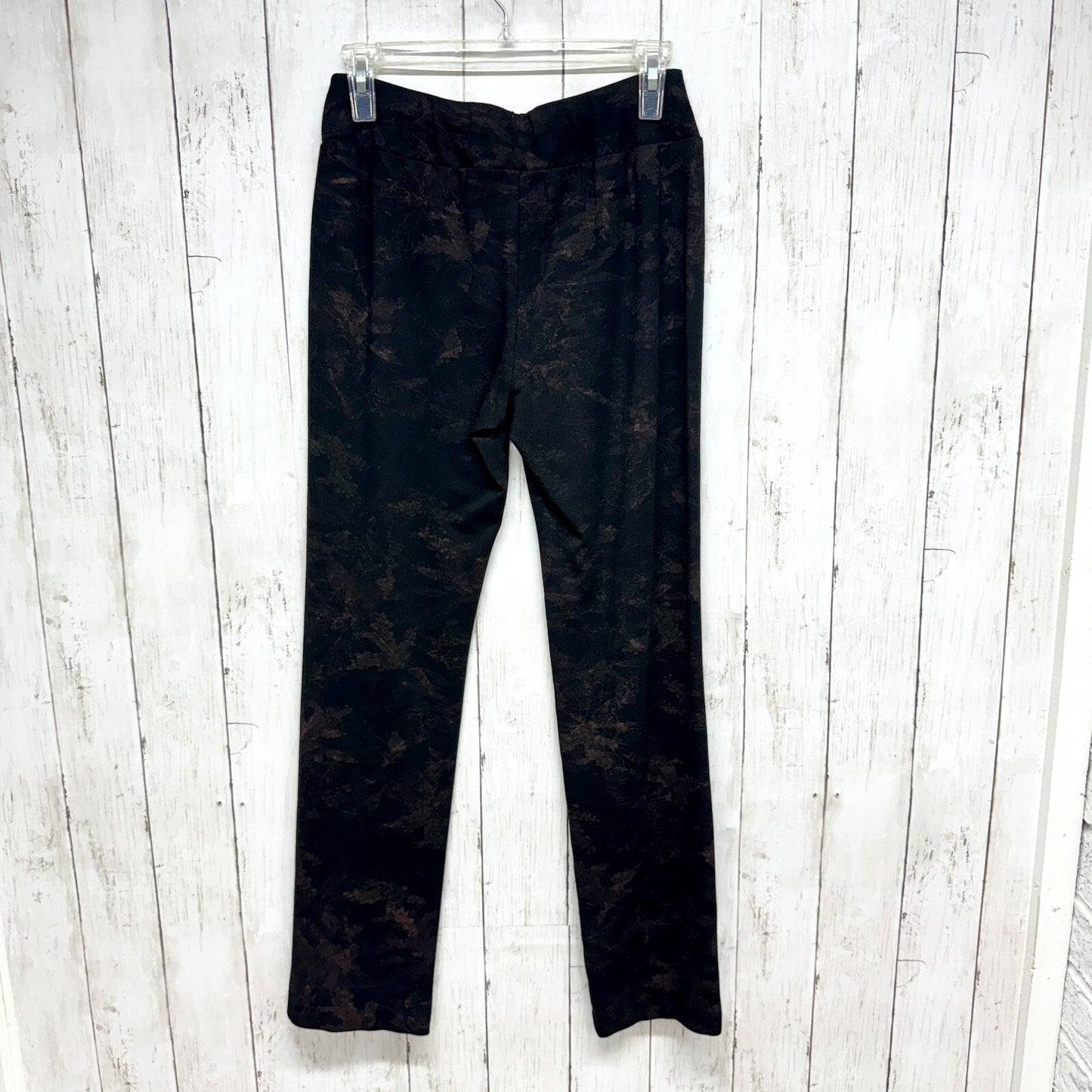 LG Lena Gabrielle Pants Women 6 Black Floral Pull On Relaxed Straight Leggings