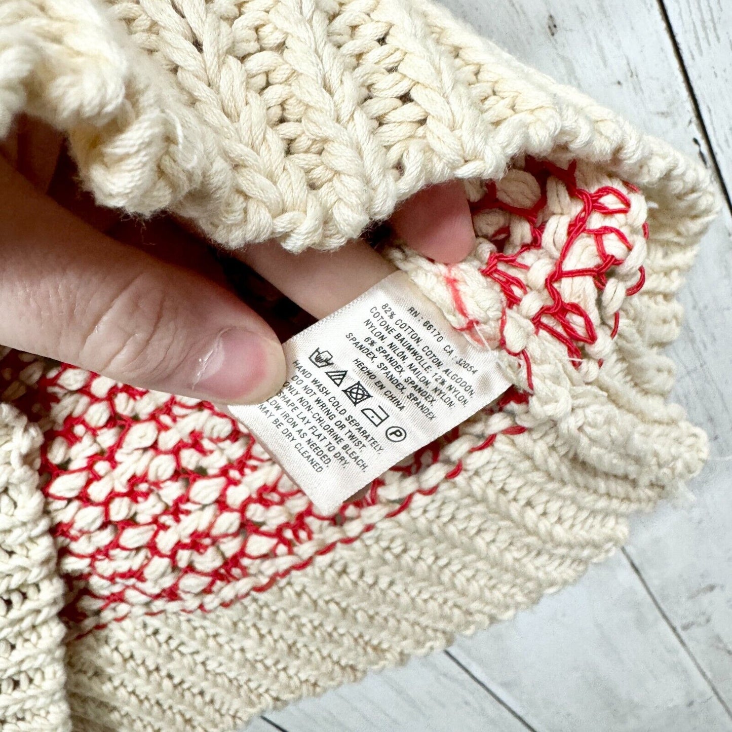 ANTHROPOLOGIE Sweater Women S Fiets Voor Knit Red Hidden Glow Knit 3/4 Sleeve