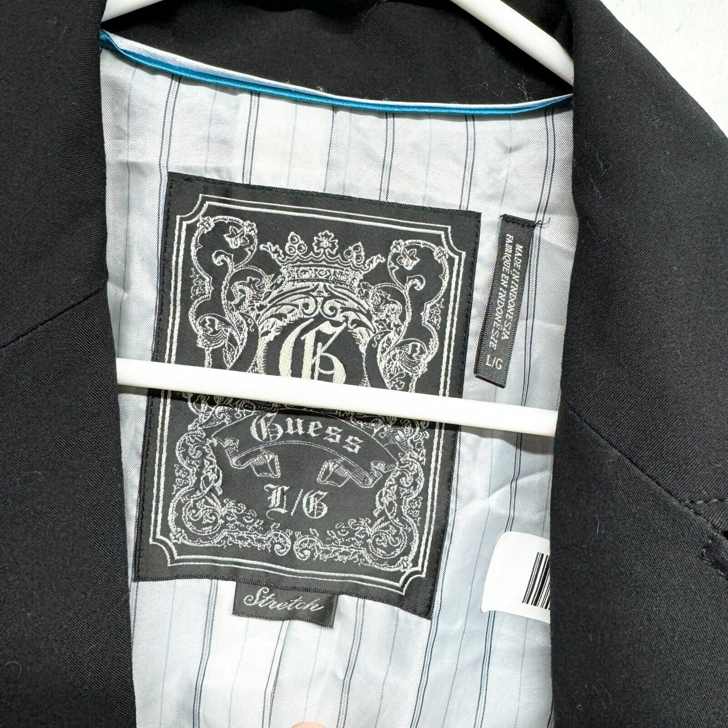 Guess Womens Blazer Size LG Black Stretch Button-Up Notched Collar Long Sleeve