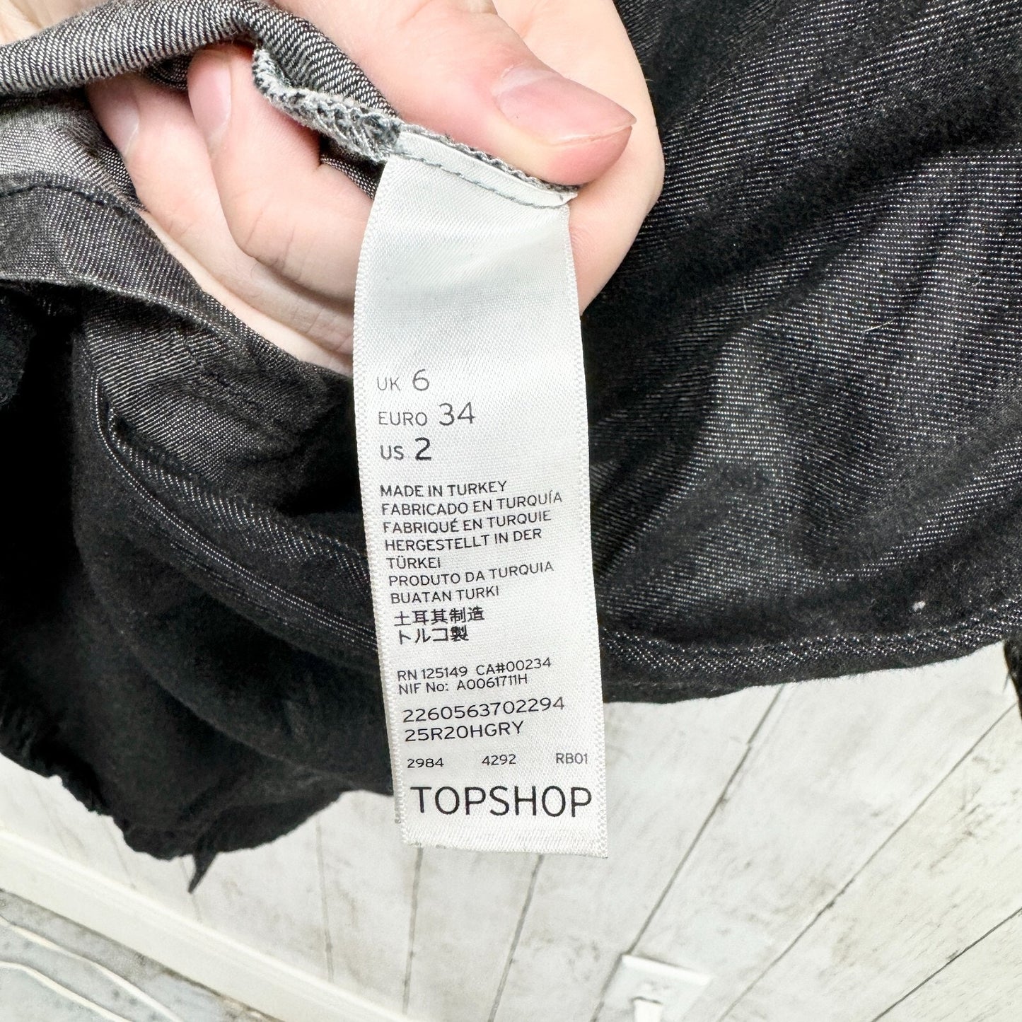 TopShop Boutique Jacket Women Sz 2 Black Gray Denim Patchwork Long Button Down