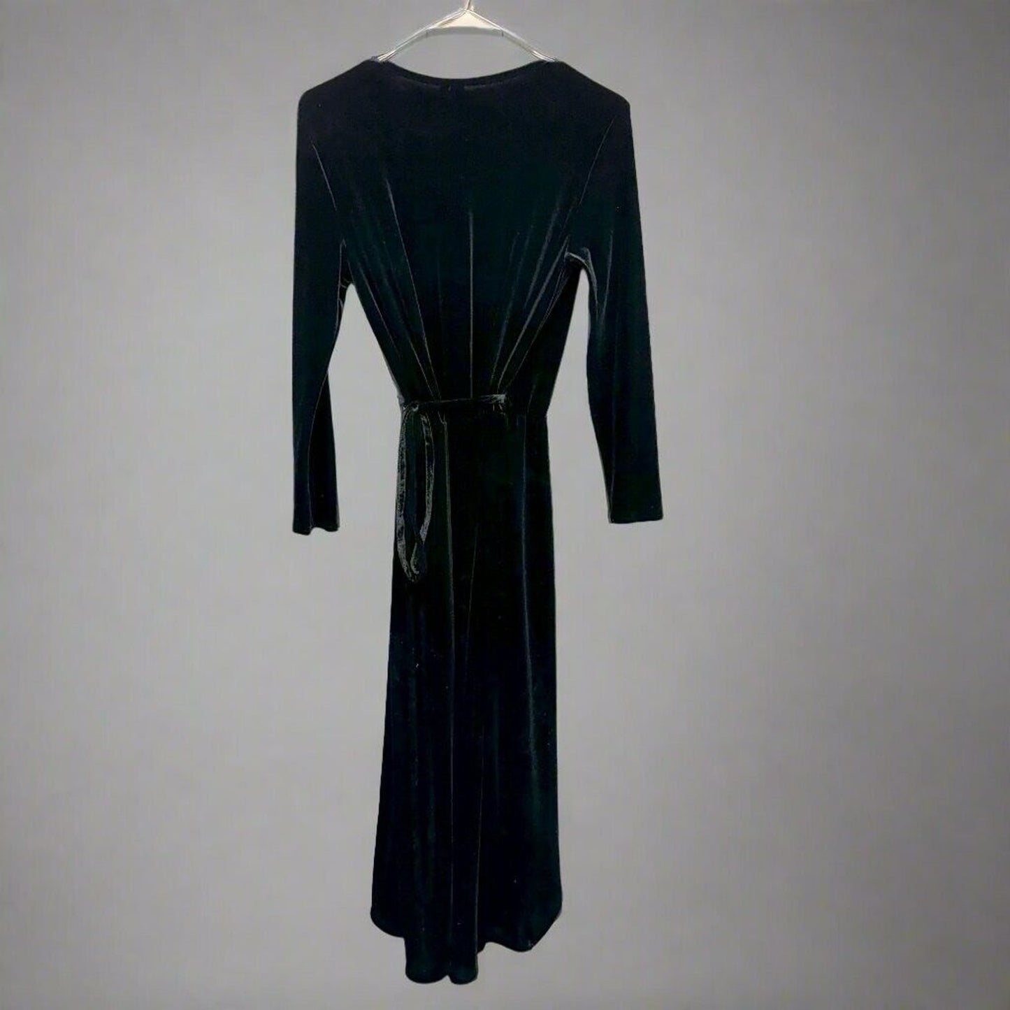 & Other Stories Dress Women Size 2 Velvet Black Wrap Dress Deep V Long Sleeve