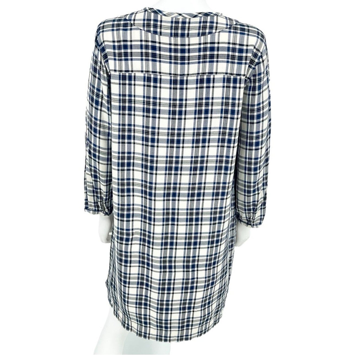 MADEWELL Dress Women Size Medium Plaid Long Sleeve Shift Flannel Blue White Fall