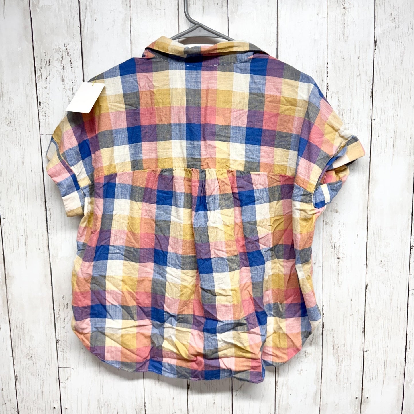 Madewell Shirt Women Size Small Plaid Collared Short Sleeve Button Down Blouse