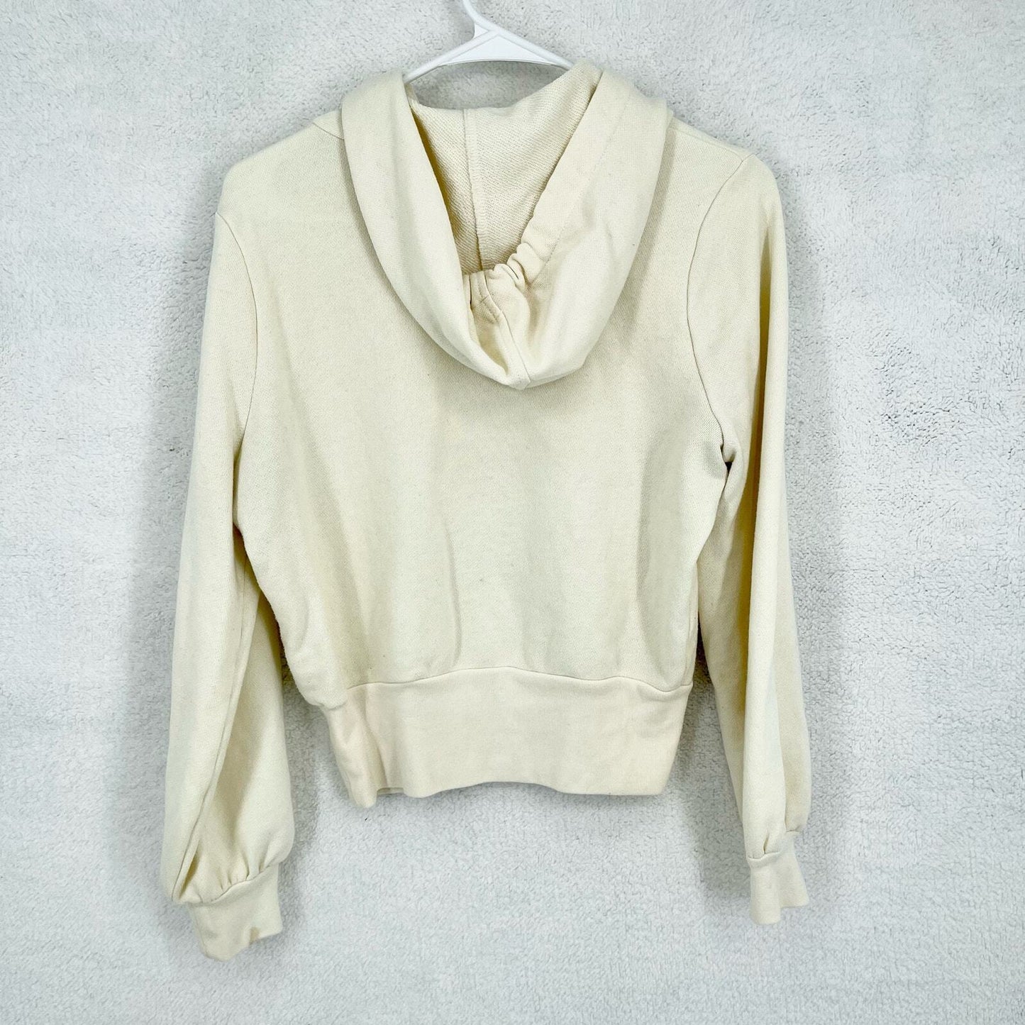 MADEWELL Hoodie Women Size XS Bubble Sleeve Outdoor Cream Cropped Sweater