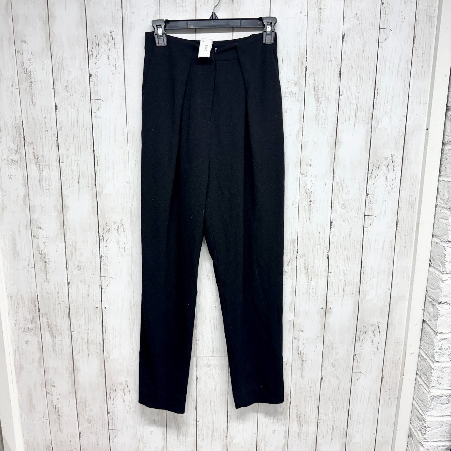 Frank and Oak Pants Women Size 0 Black Pleated Front Trousers Pockets Zip Fly