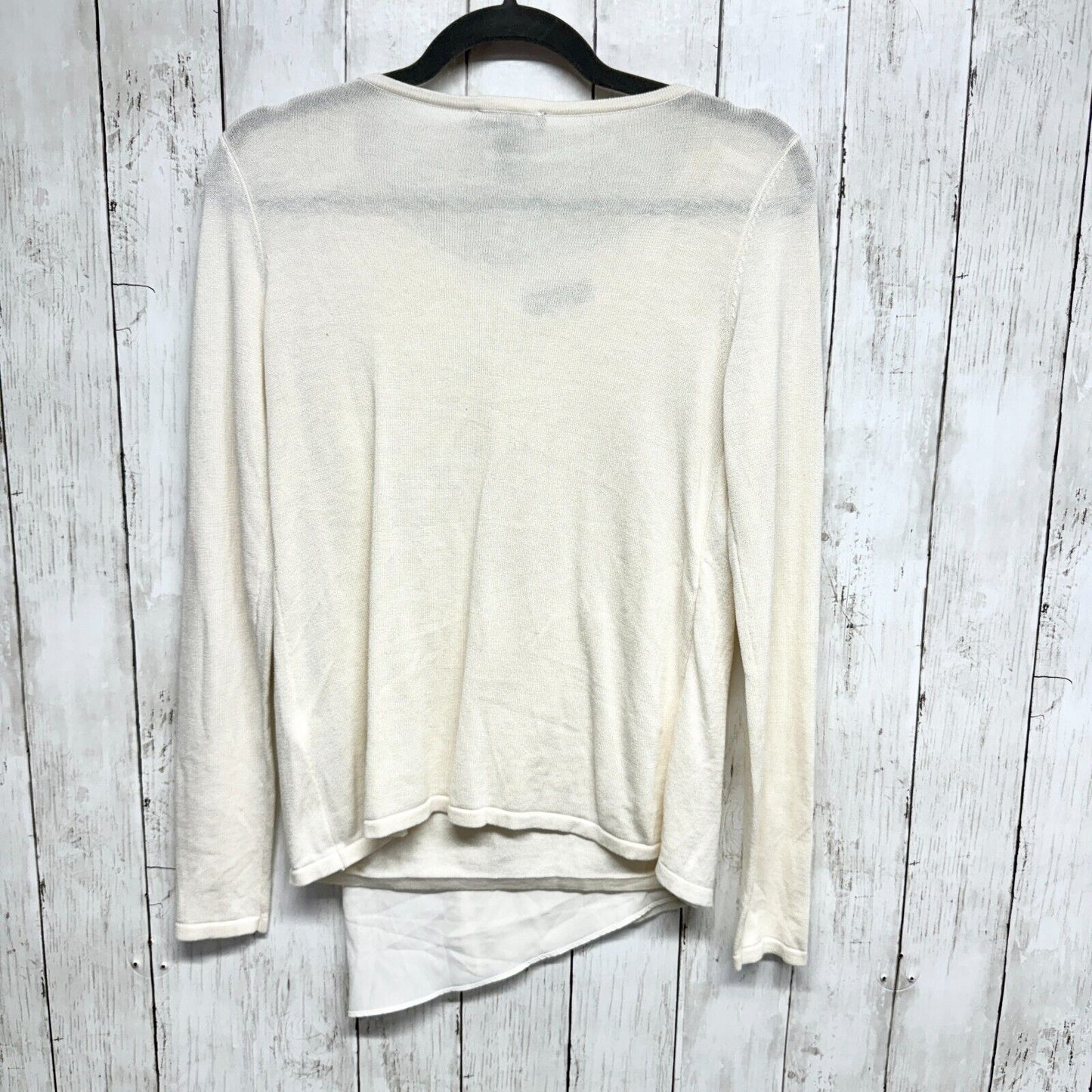 WHITE HOUSE BLACK MARKET Top XS Women's White Embellished Neckline Tiered Hem