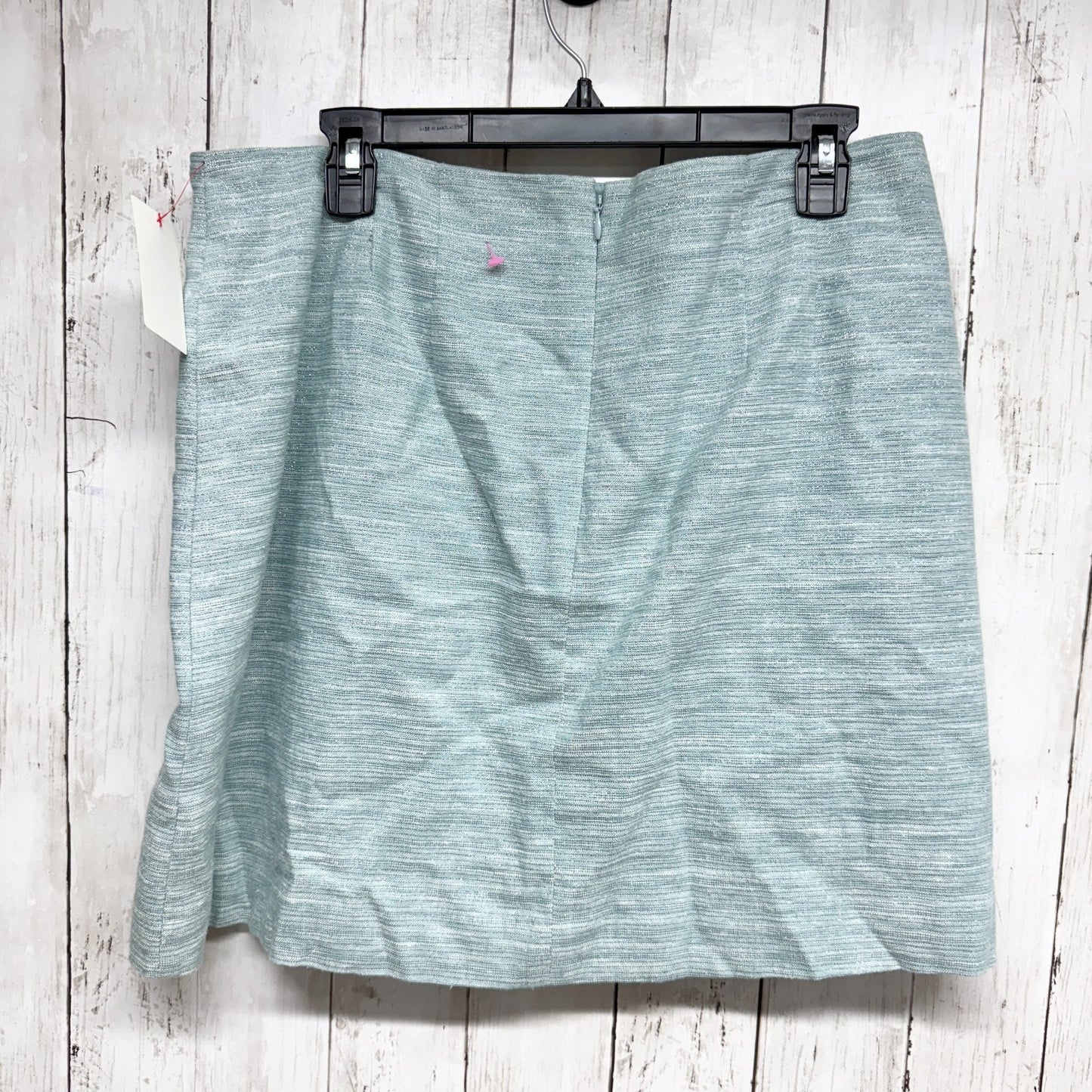 ASOS Skirt Women Size 14 Light Blue Linen Blend Mini Side Button Zip Back Preppy