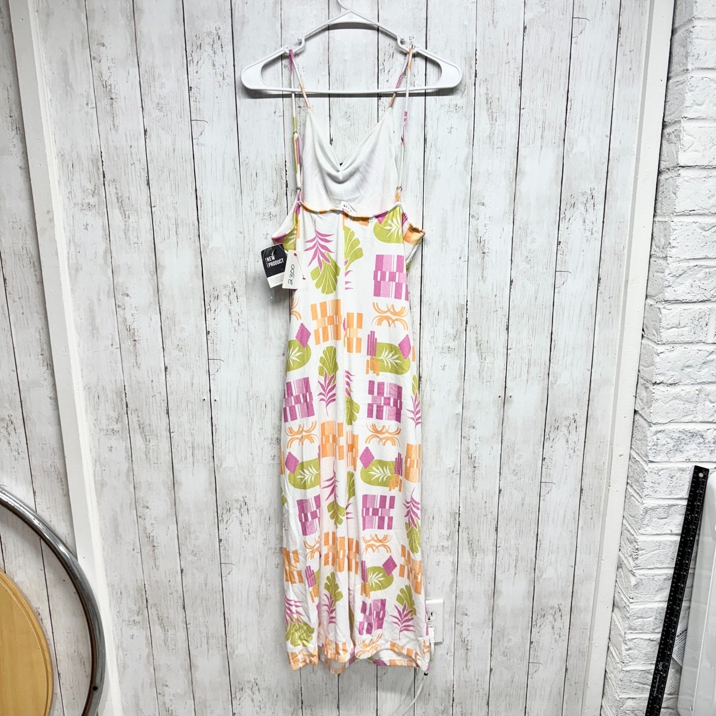 New Le Lis Dress Women Size Large Tropical Print Adjustable Spaghetti Strap Maxi