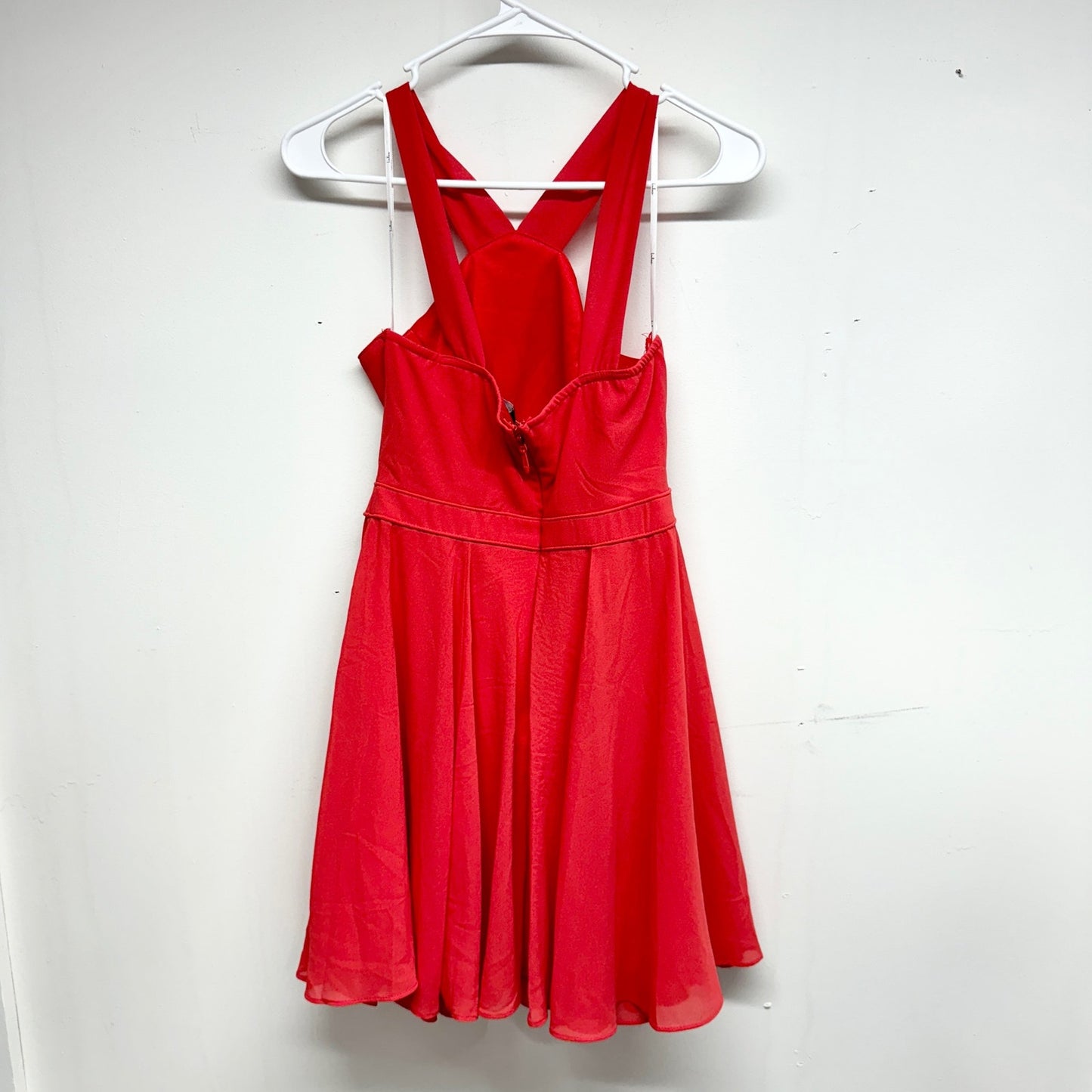 Lulus Women Flowy Forevermore Skater Mini Dress in Coral Red Size Small