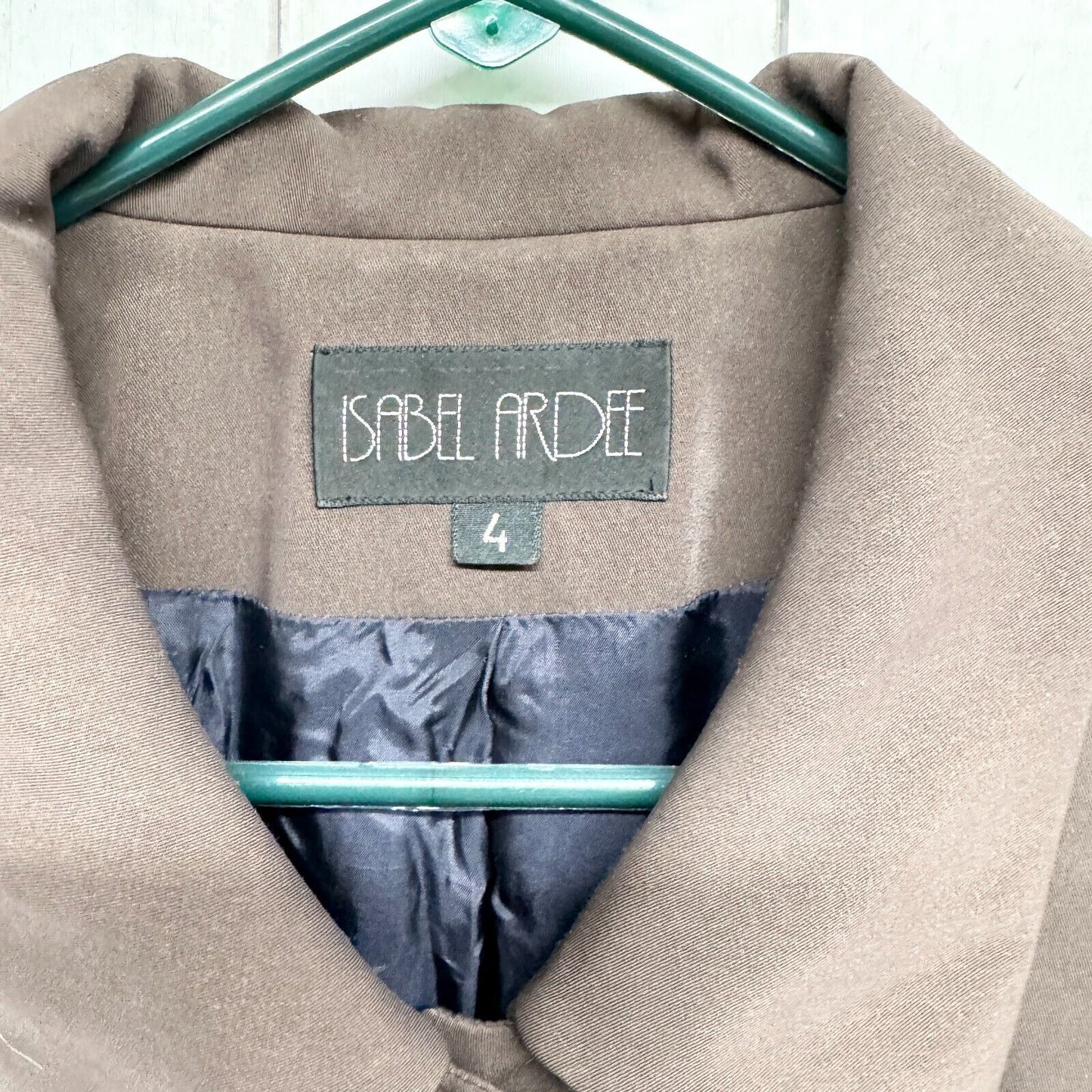 ISABEL ARDEE Blazer Women Size 4 Single Breasted Brown Collared Pocket Slim Fit