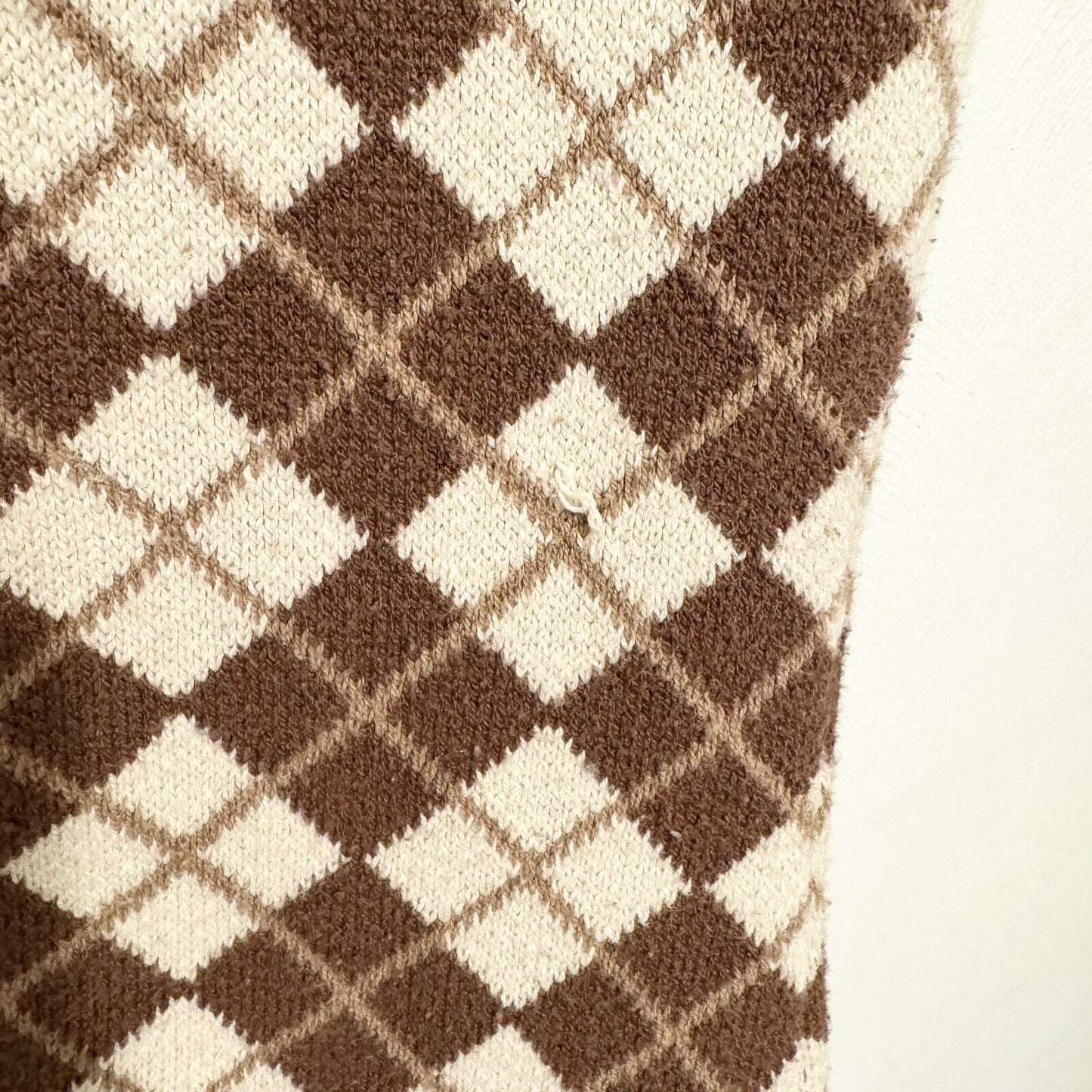 HOLLISTER Dress Women Size XS Brown Plaid Sleeveless Cotton Knit Sweater Mini