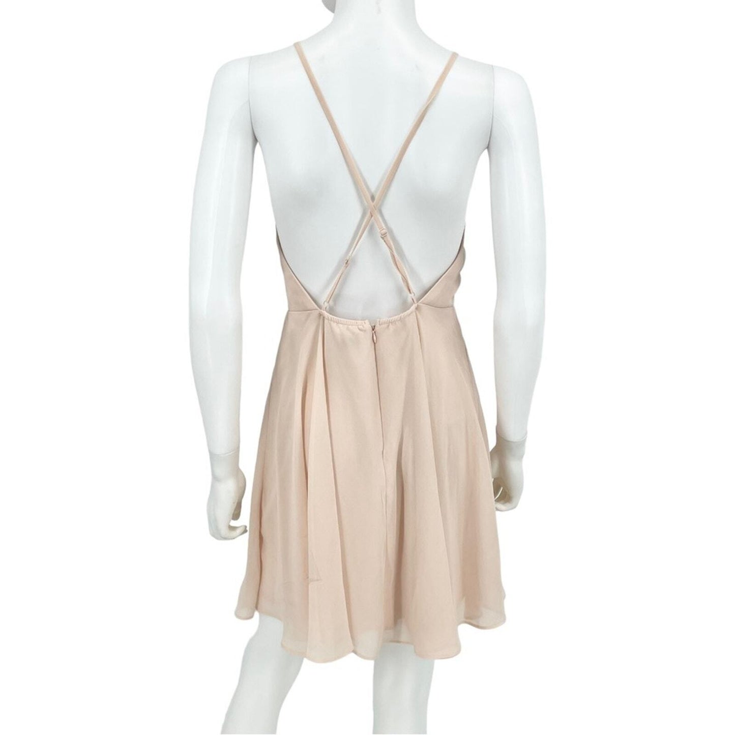 LULUS Dress Women Size Medium Mini Letter Of Love Blush Pink Skater Open Back