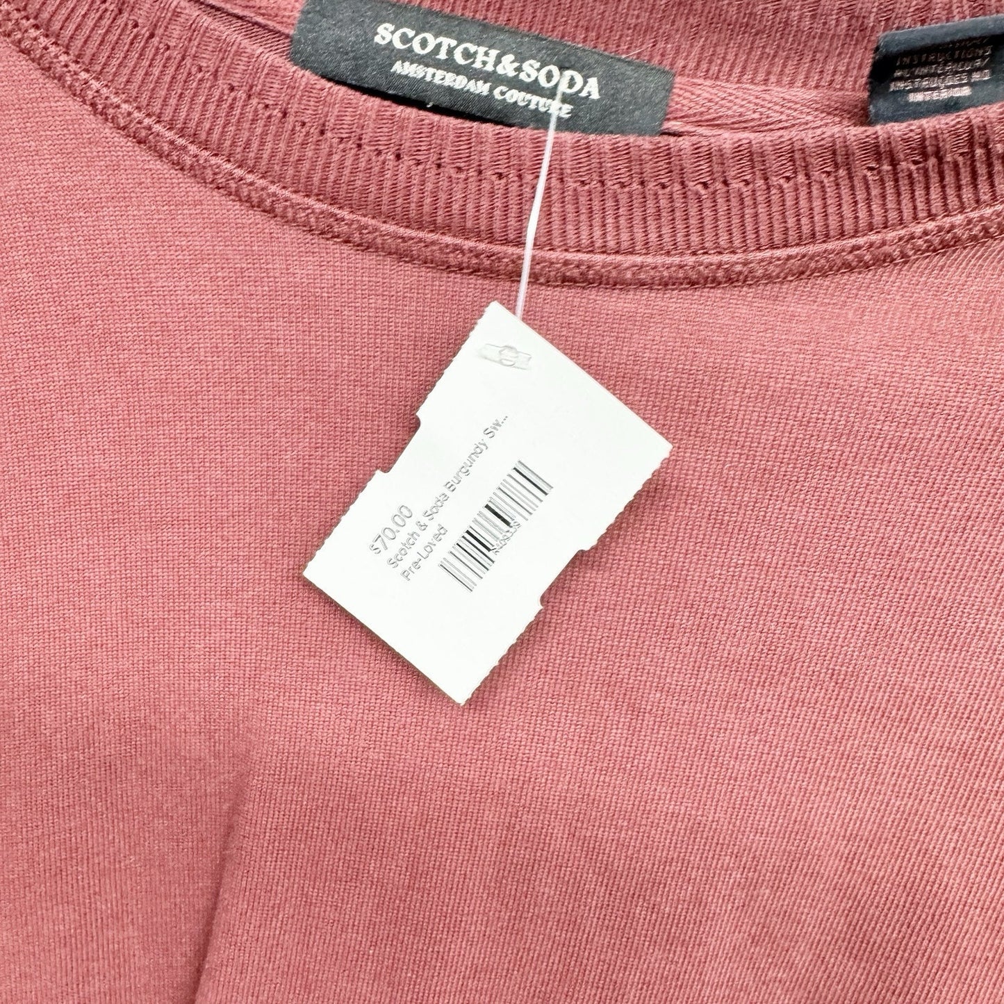 SCOTCH & SODA Sweater Men Size M Crewneck Long Sleeve Red Cotton Straight Hem