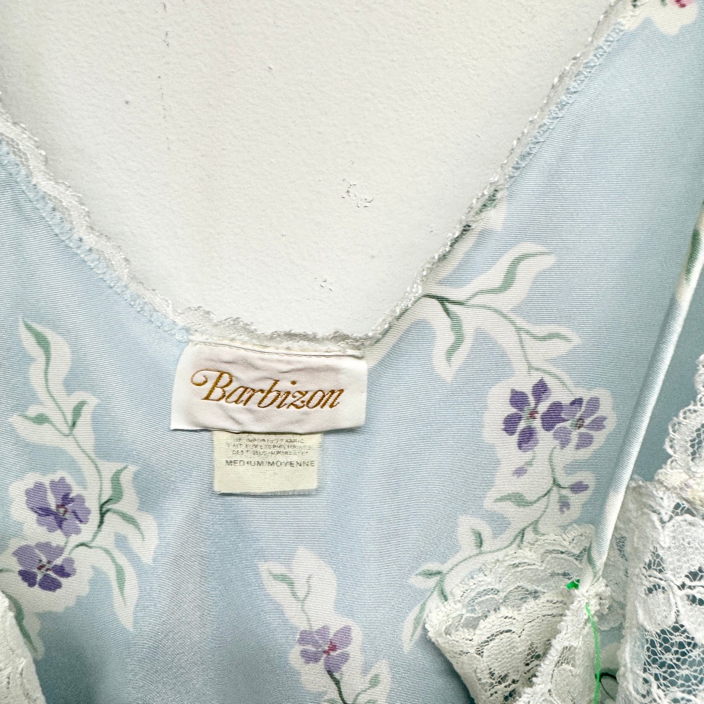 Vintage Barbizon Women Light Blue Floral Lace Slip Nightgown Mini Dress Medium